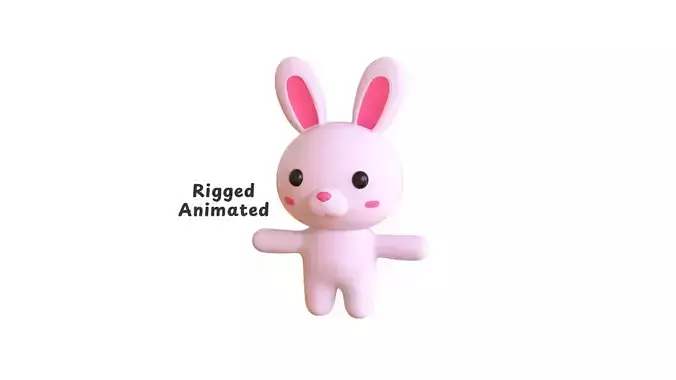 Low-Poly Cartoon Rabbit Animated Low-poly 3D model