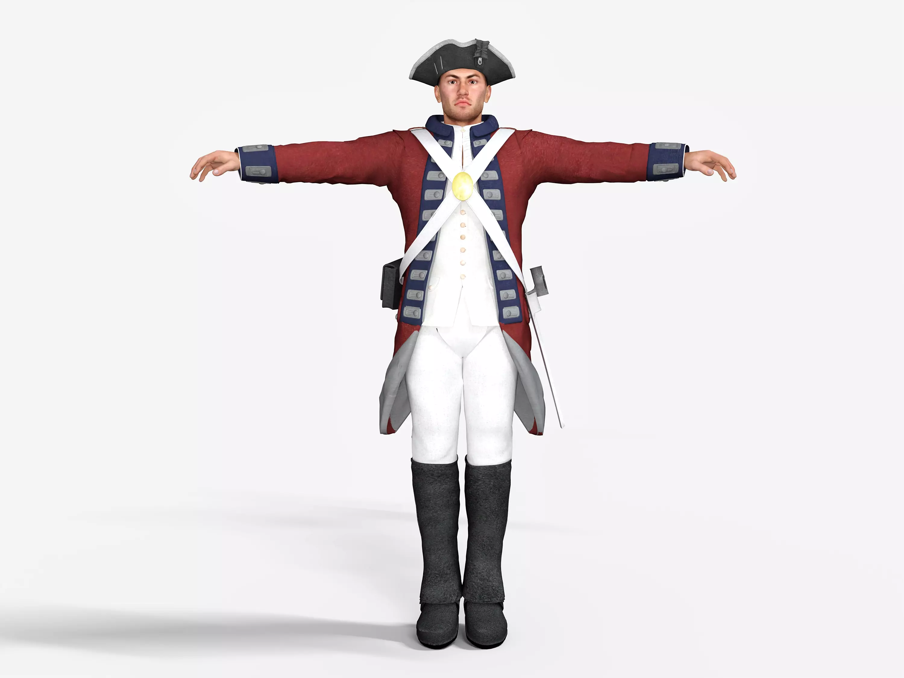American Revolution soldier Low-poly 3D model