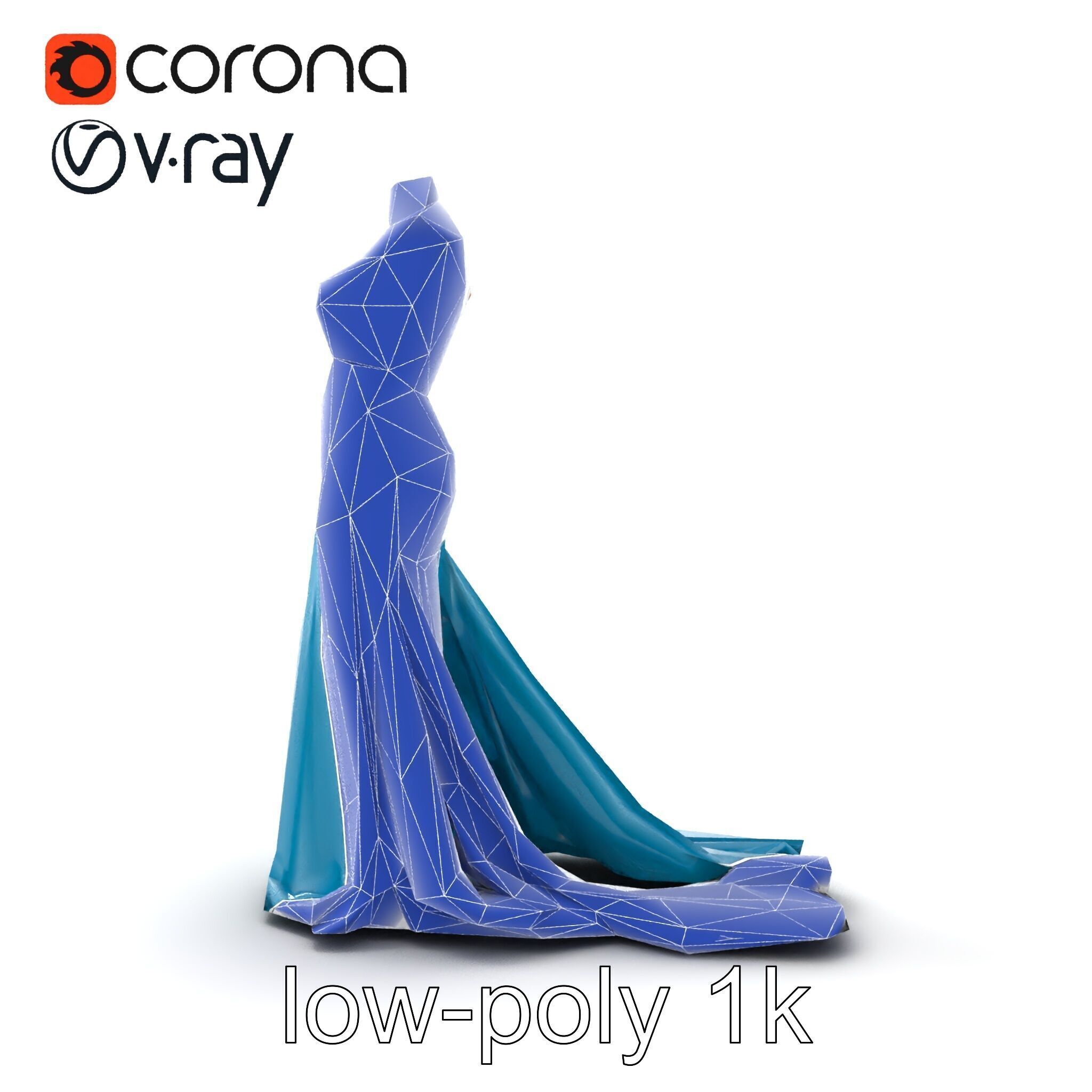 Elegant Evening Dress 3D Model Pack with Satin and Lace Low-poly 3D model_26