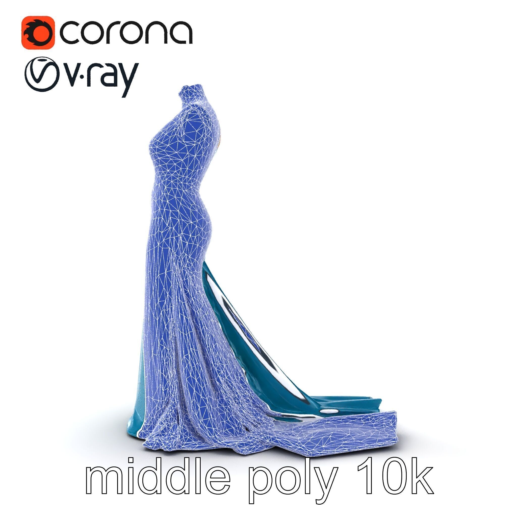 Elegant Evening Dress 3D Model Pack with Satin and Lace Low-poly 3D model_30