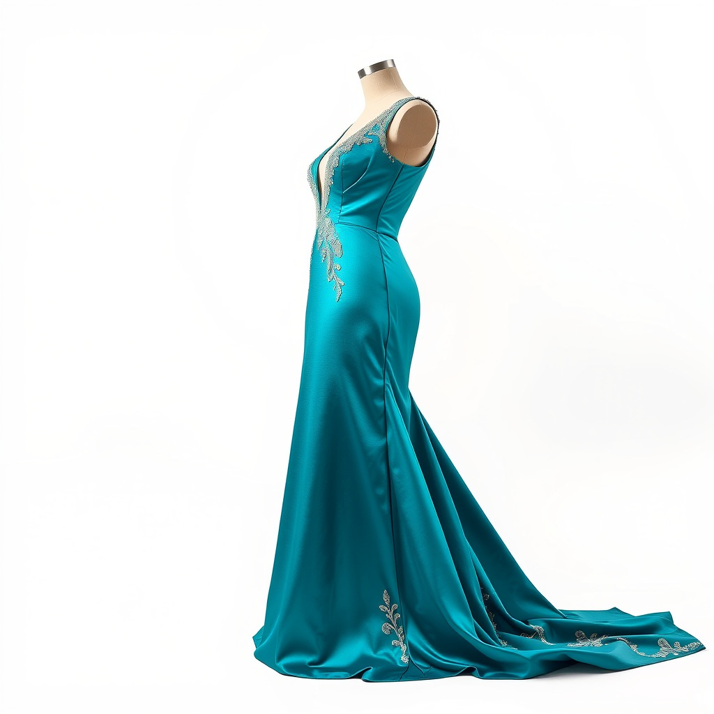 Elegant Evening Dress 3D Model Pack with Satin and Lace Low-poly 3D model_3