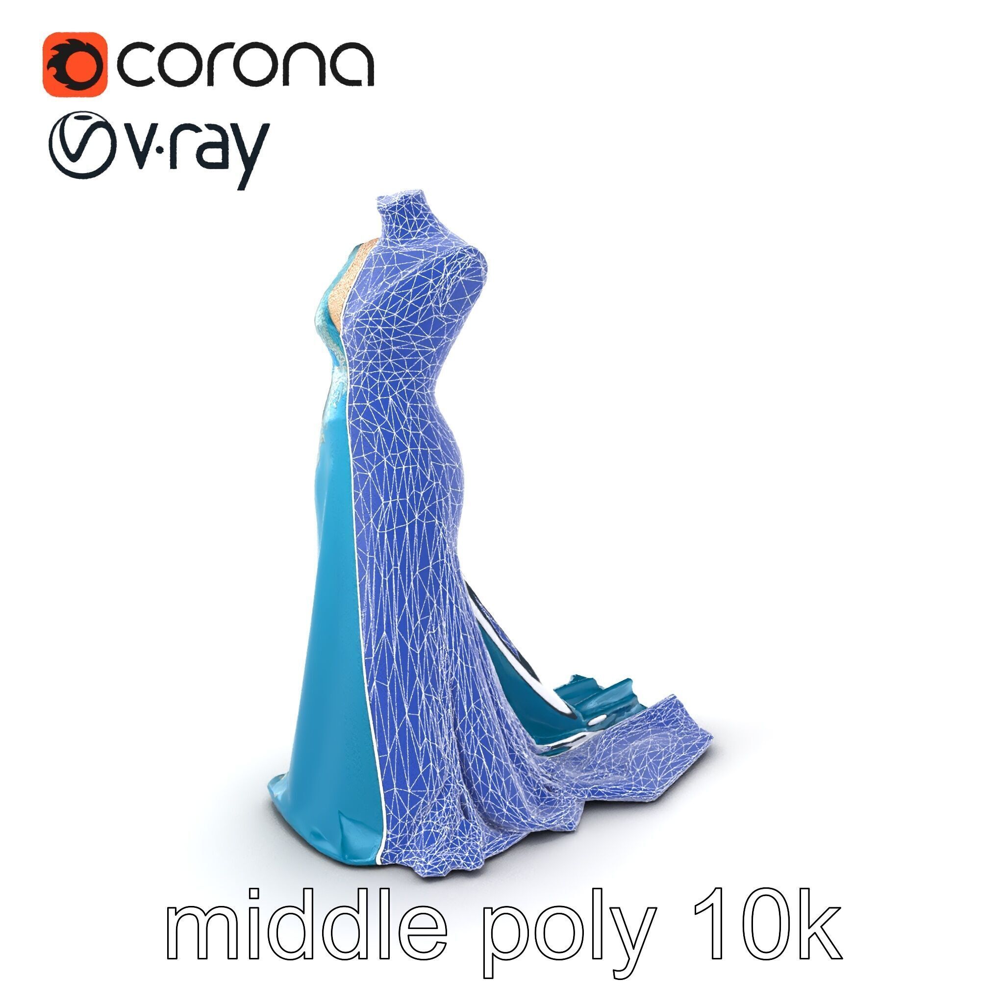 Elegant Evening Dress 3D Model Pack with Satin and Lace Low-poly 3D model_5