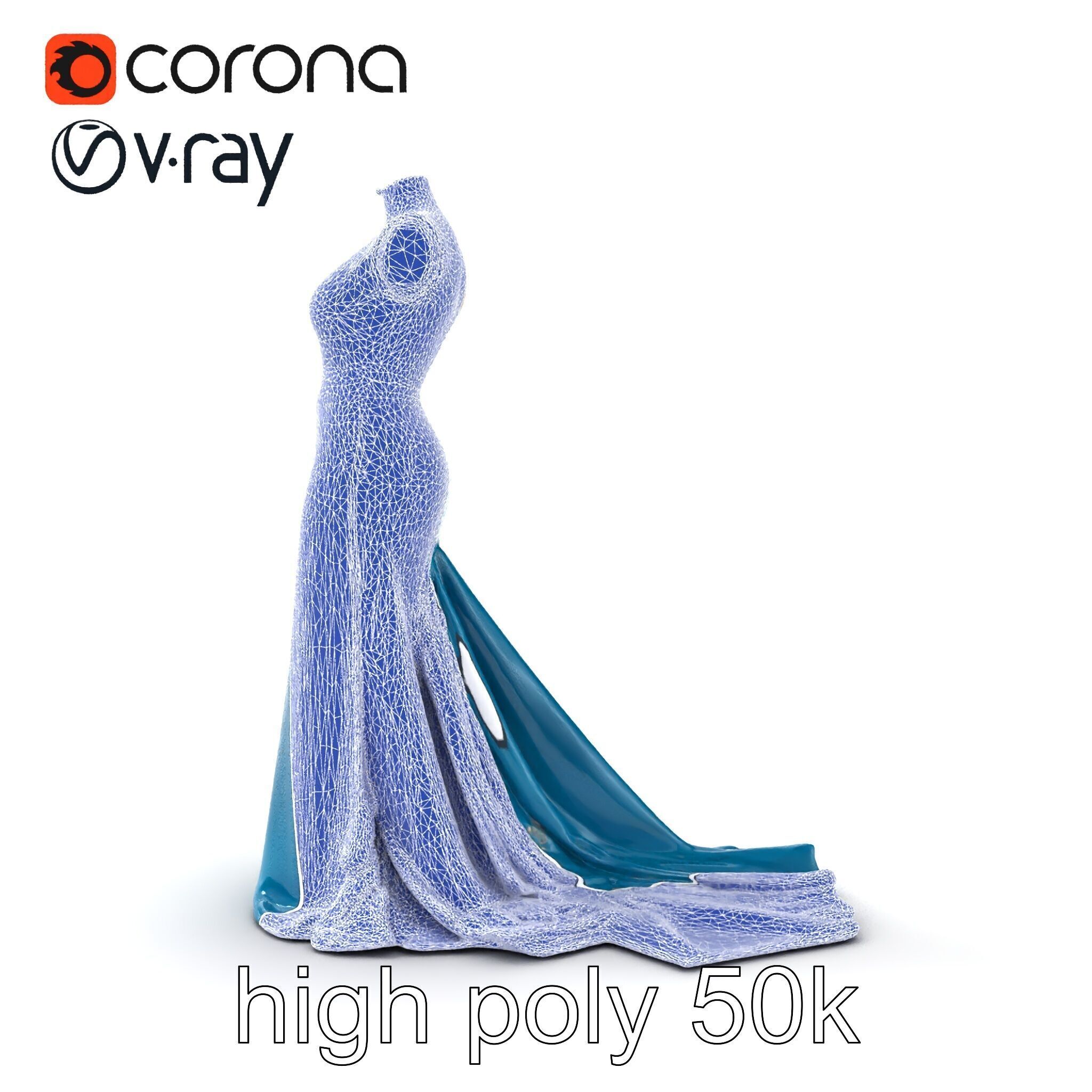 Elegant Evening Dress 3D Model Pack with Satin and Lace Low-poly 3D model_23