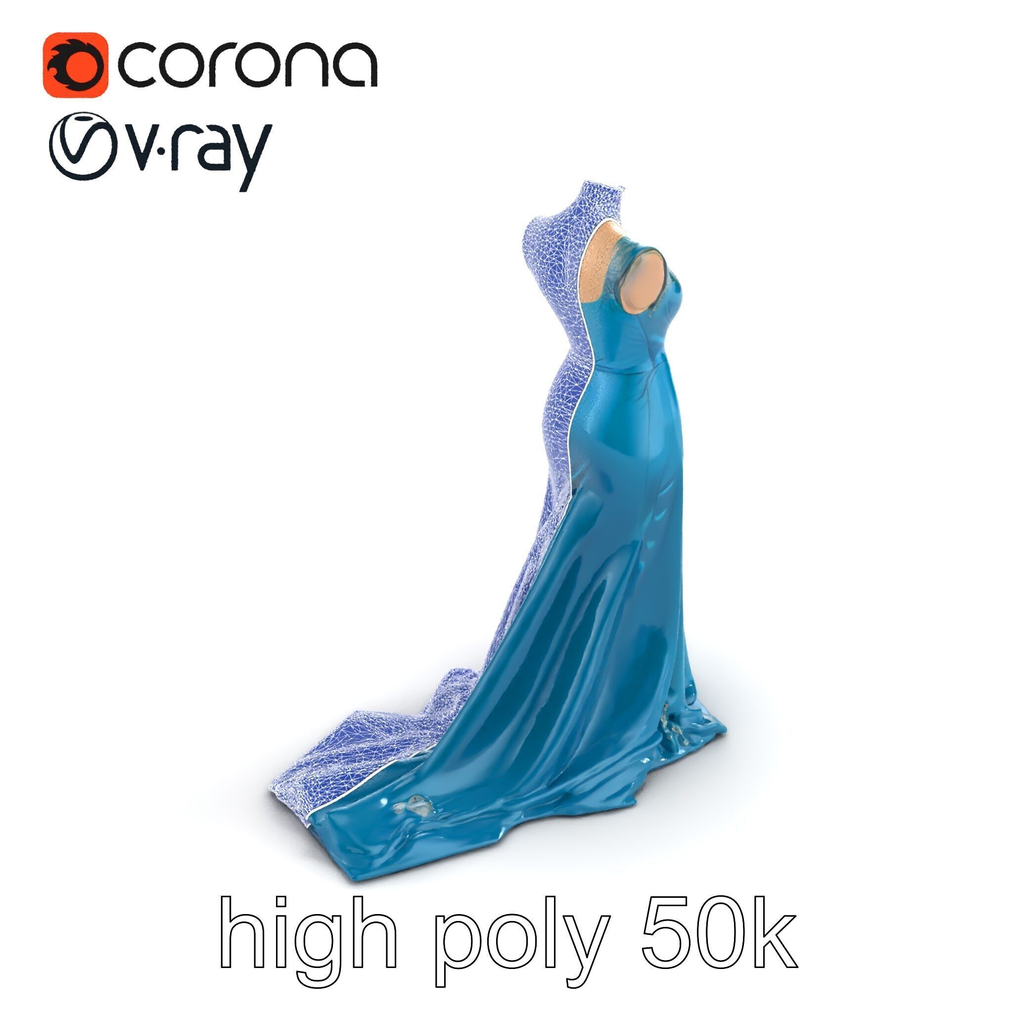 Elegant Evening Dress 3D Model Pack with Satin and Lace Low-poly 3D model_19