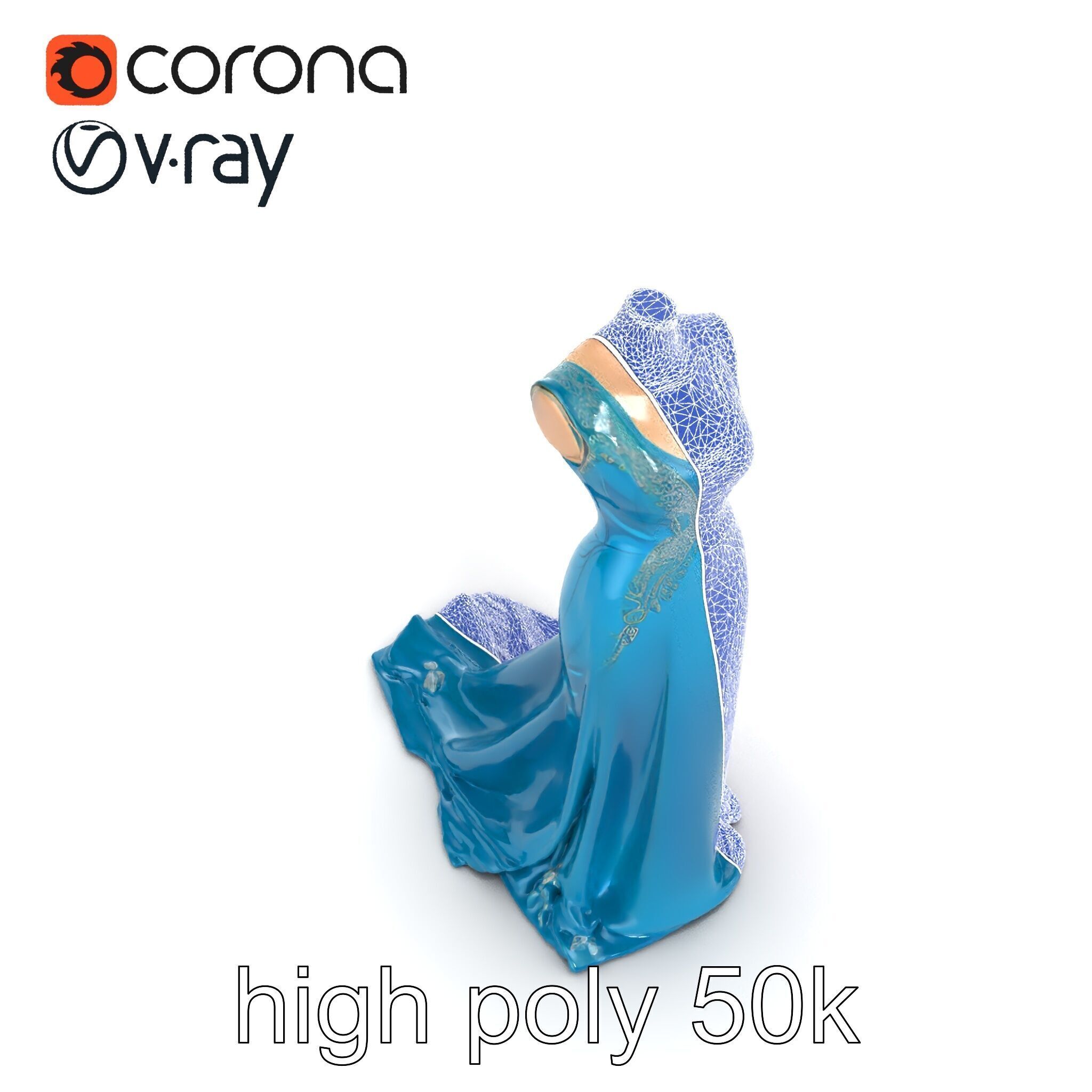 Elegant Evening Dress 3D Model Pack with Satin and Lace Low-poly 3D model_11