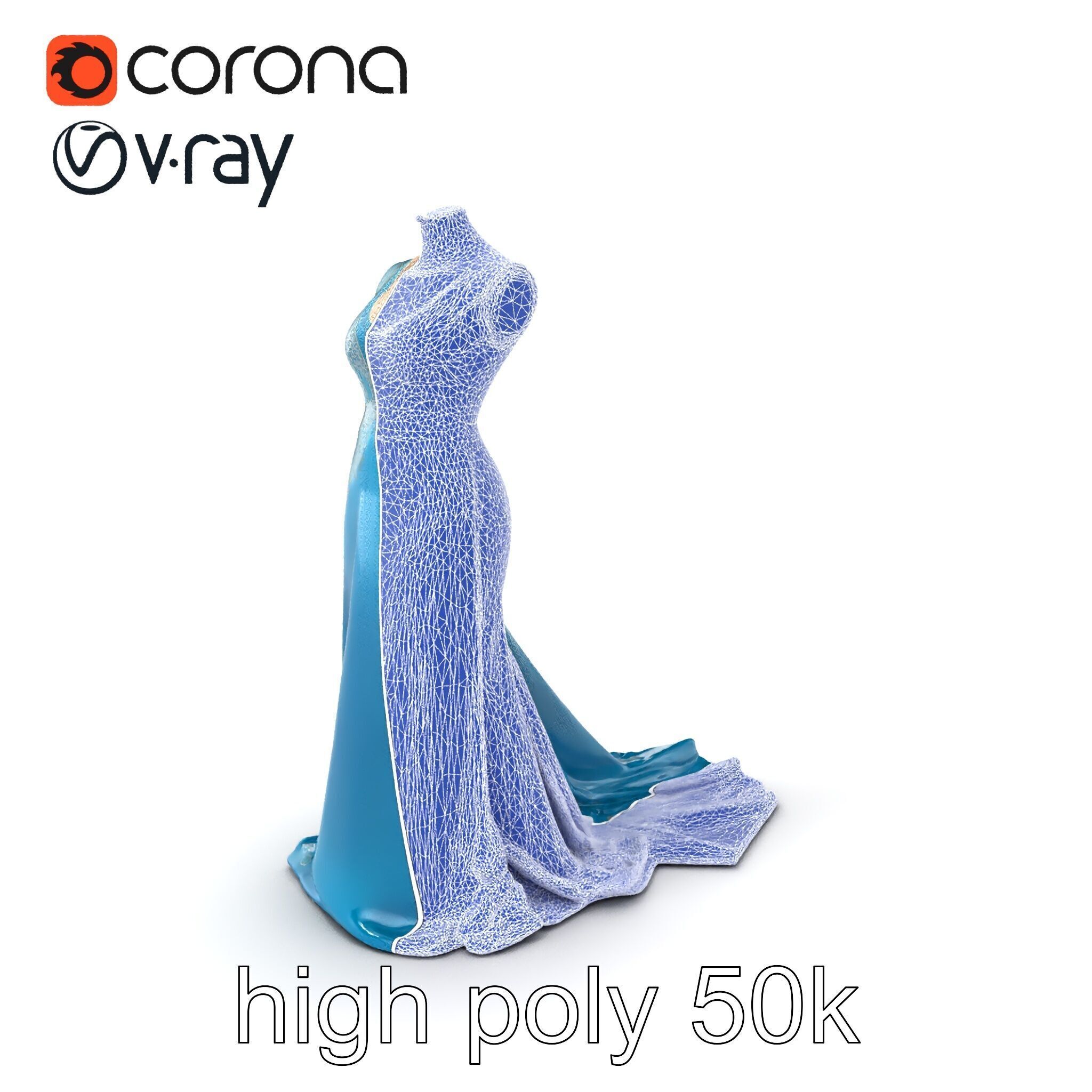 Elegant Evening Dress 3D Model Pack with Satin and Lace Low-poly 3D model_1