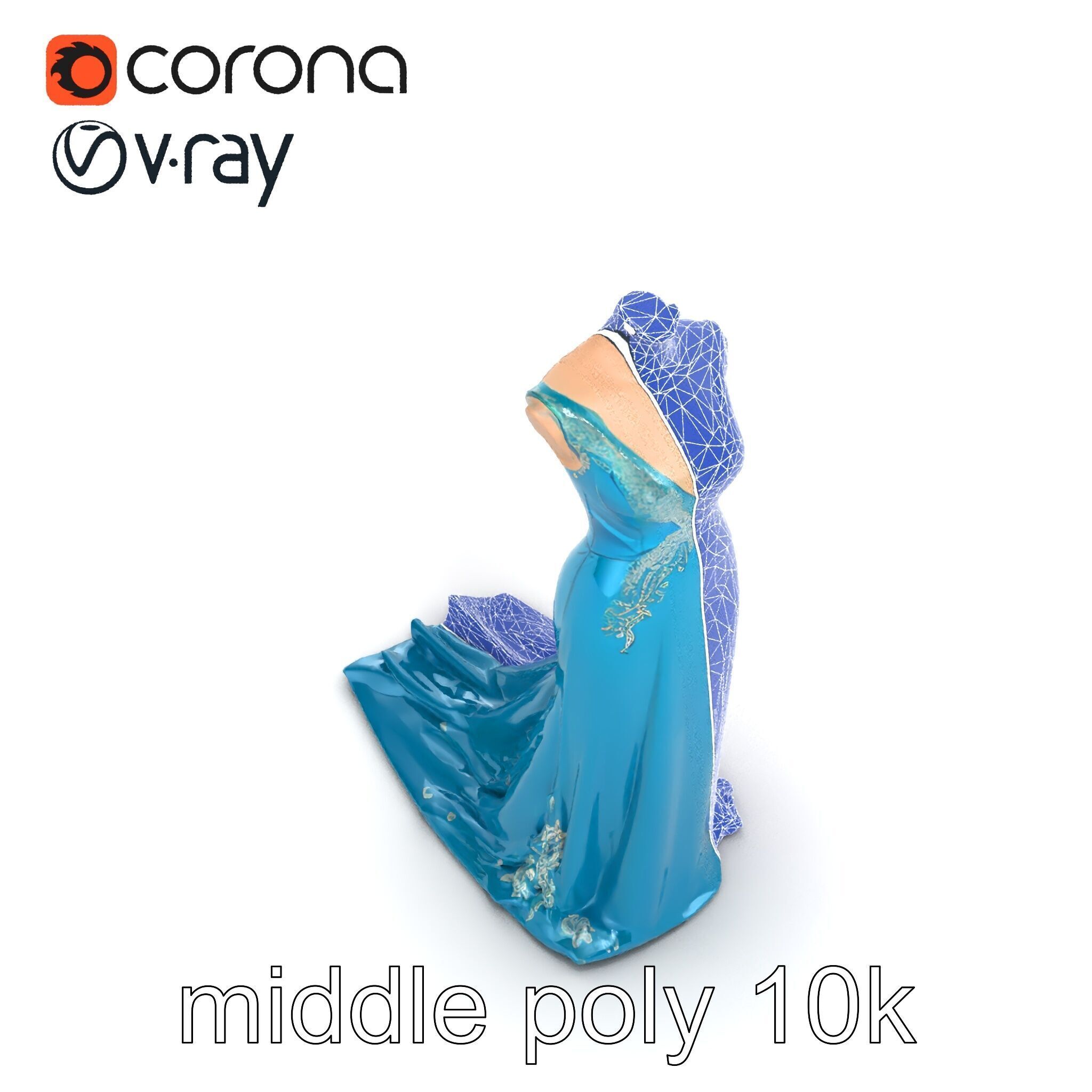 Elegant Evening Dress 3D Model Pack with Satin and Lace Low-poly 3D model_29