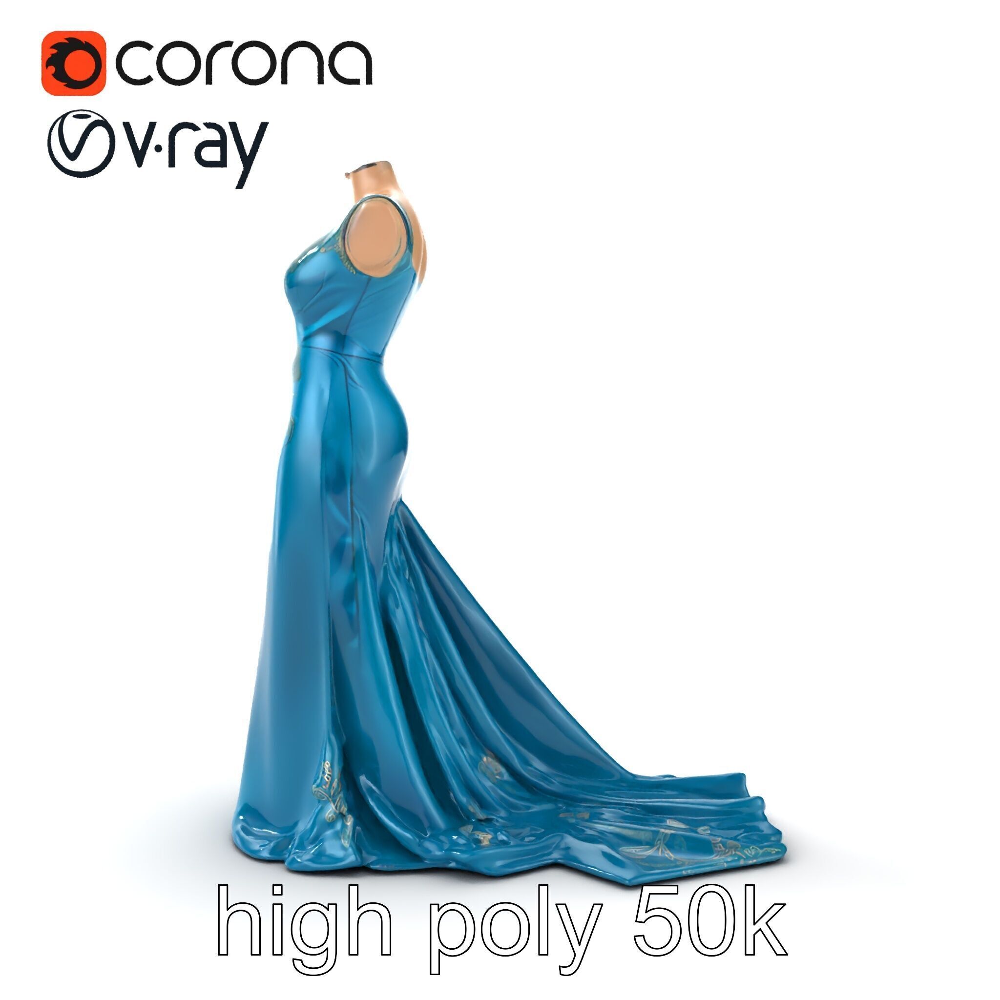 Elegant Evening Dress 3D Model Pack with Satin and Lace Low-poly 3D model_20