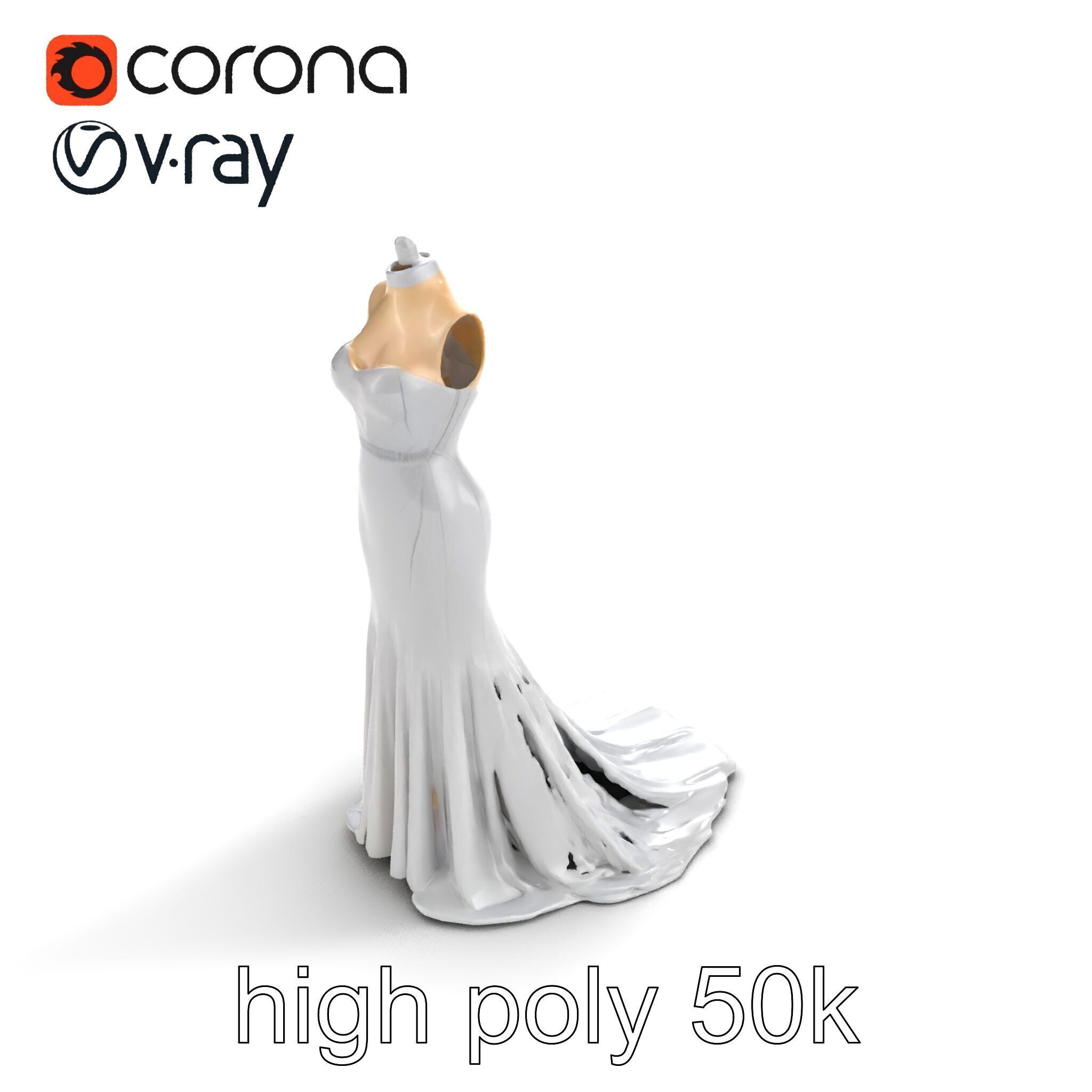 Glamorous Evening Gown Mannequin Display model pack Low-poly 3D model_15