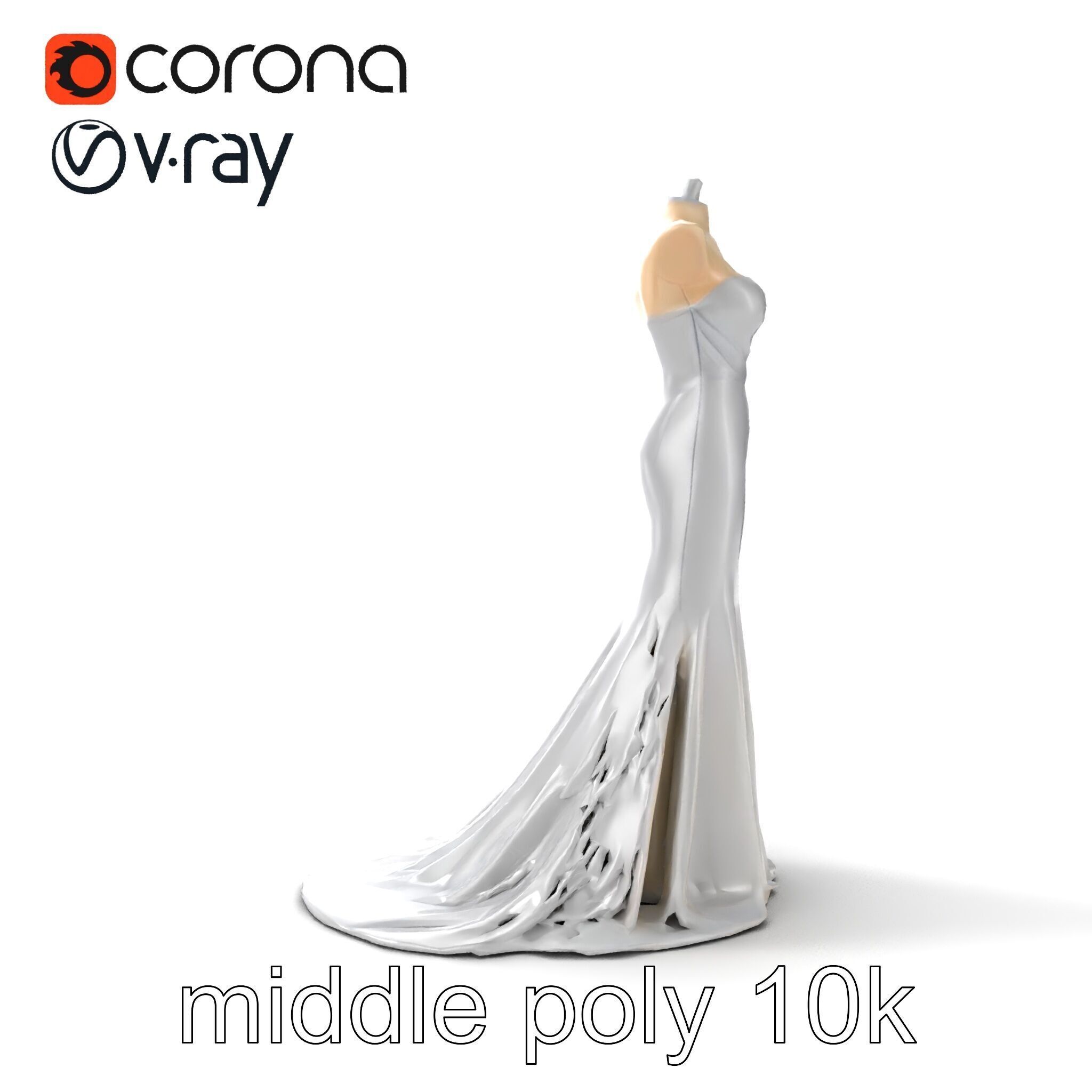 Glamorous Evening Gown Mannequin Display model pack Low-poly 3D model_14