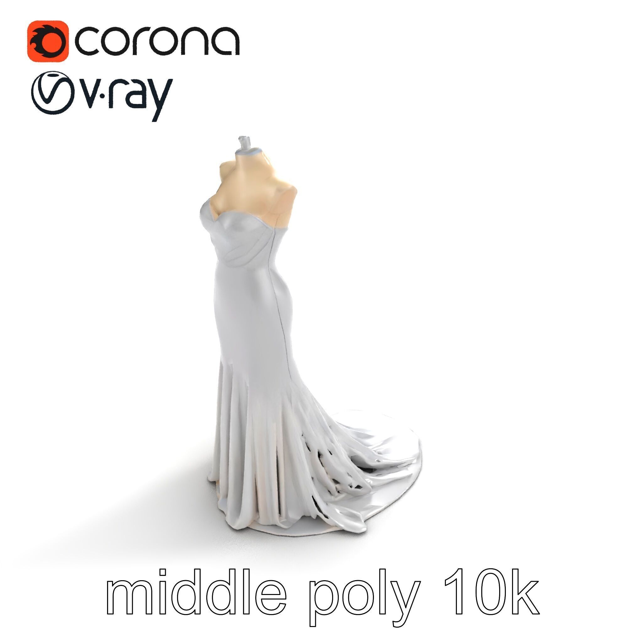 Glamorous Evening Gown Mannequin Display model pack Low-poly 3D model_8