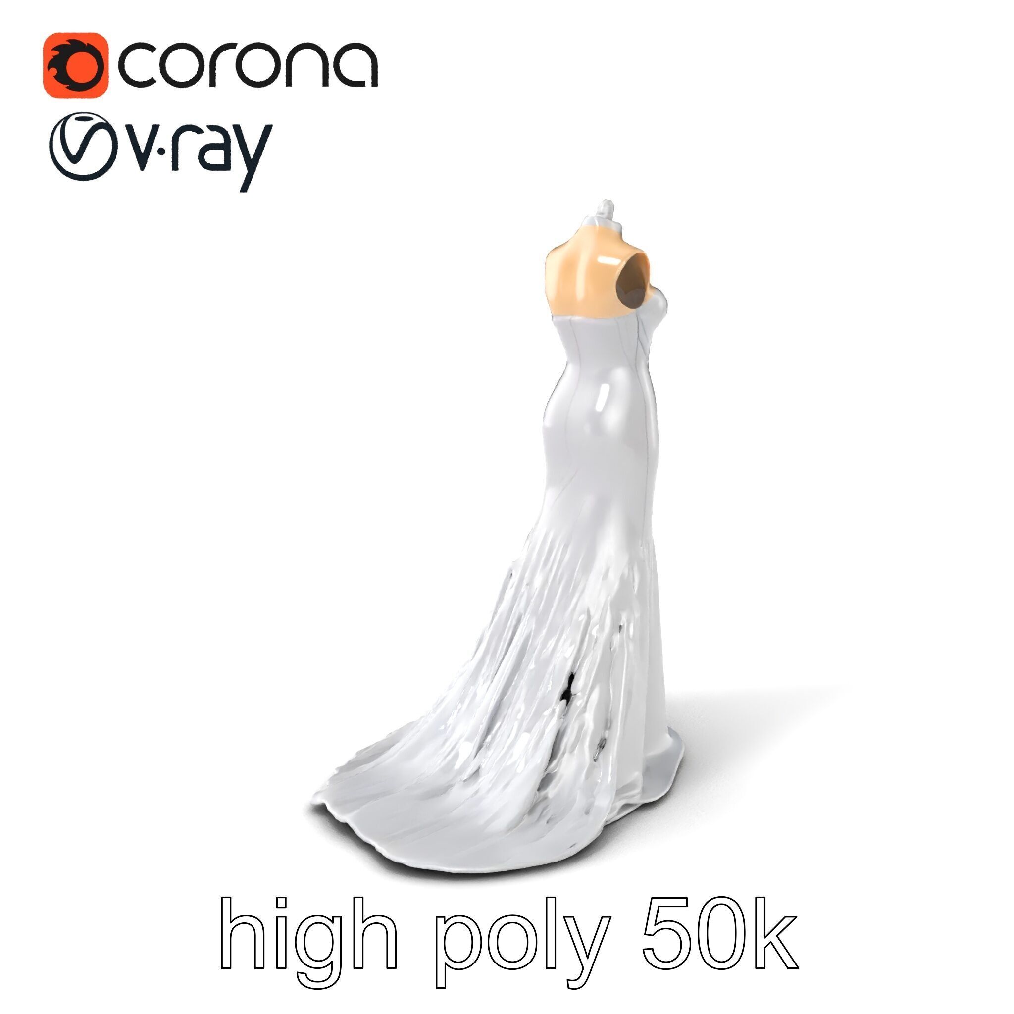 Glamorous Evening Gown Mannequin Display model pack Low-poly 3D model_2