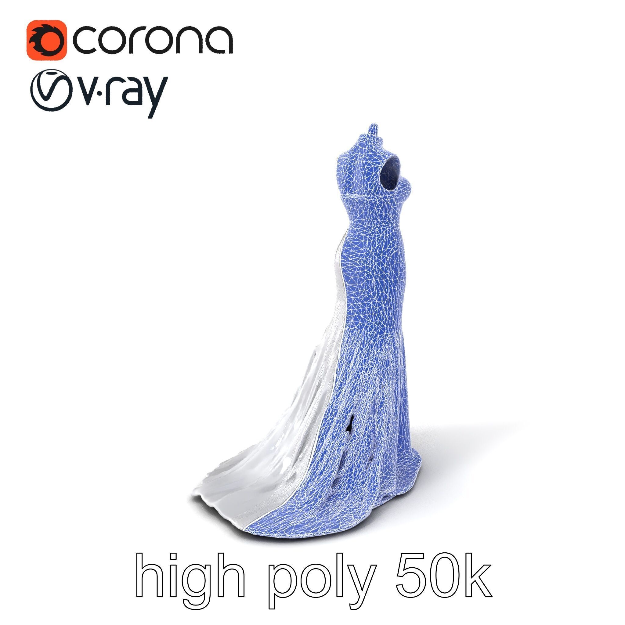 Glamorous Evening Gown Mannequin Display model pack Low-poly 3D model_10