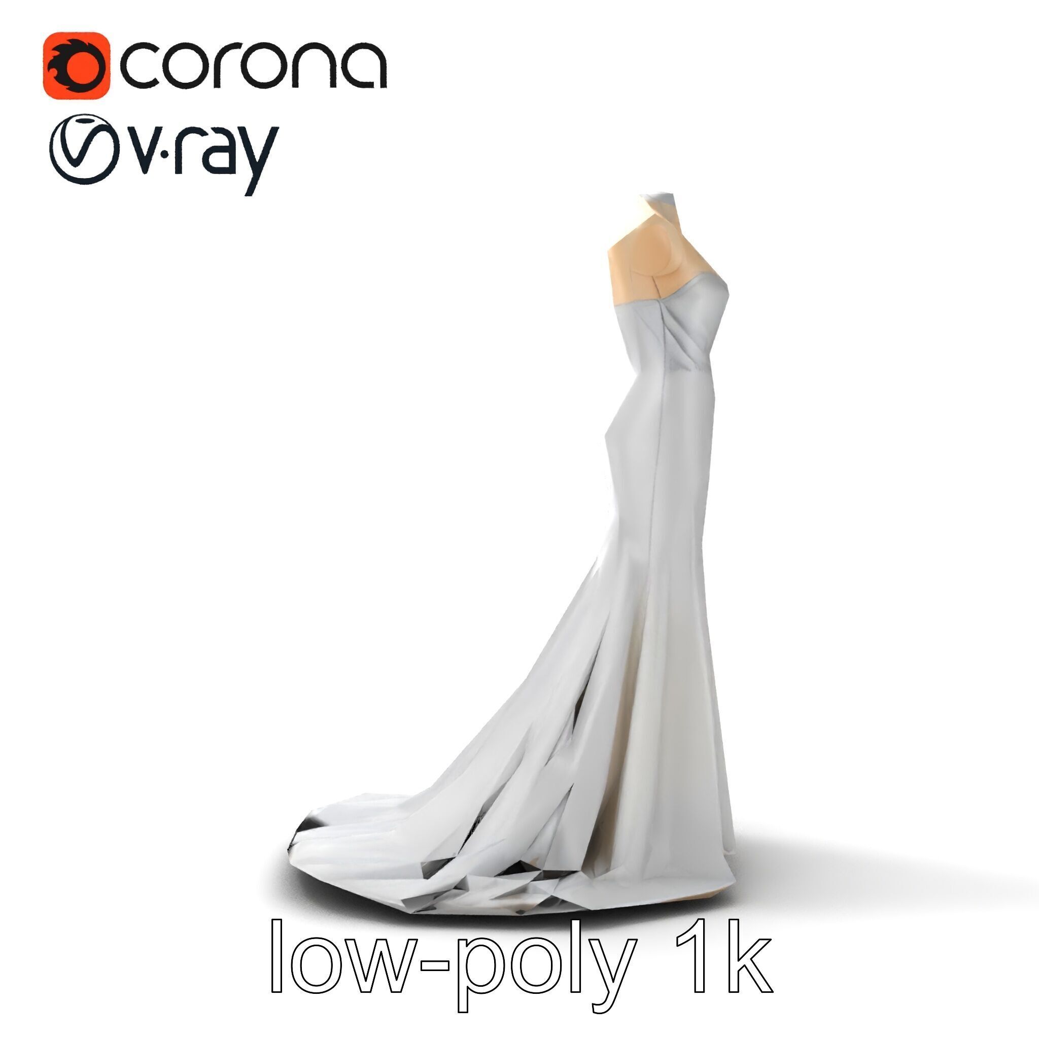 Glamorous Evening Gown Mannequin Display model pack Low-poly 3D model_17
