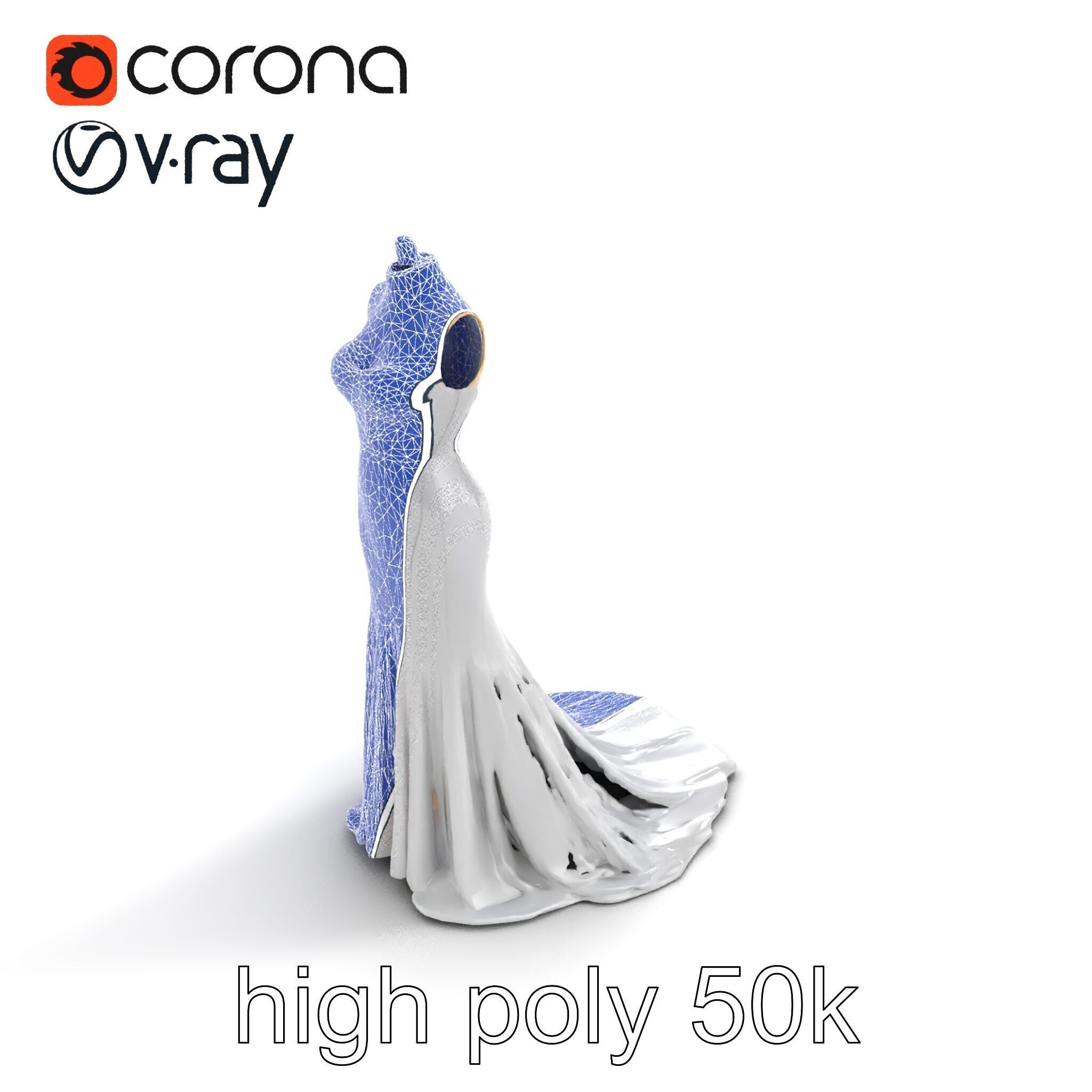 Glamorous Evening Gown Mannequin Display model pack Low-poly 3D model_13