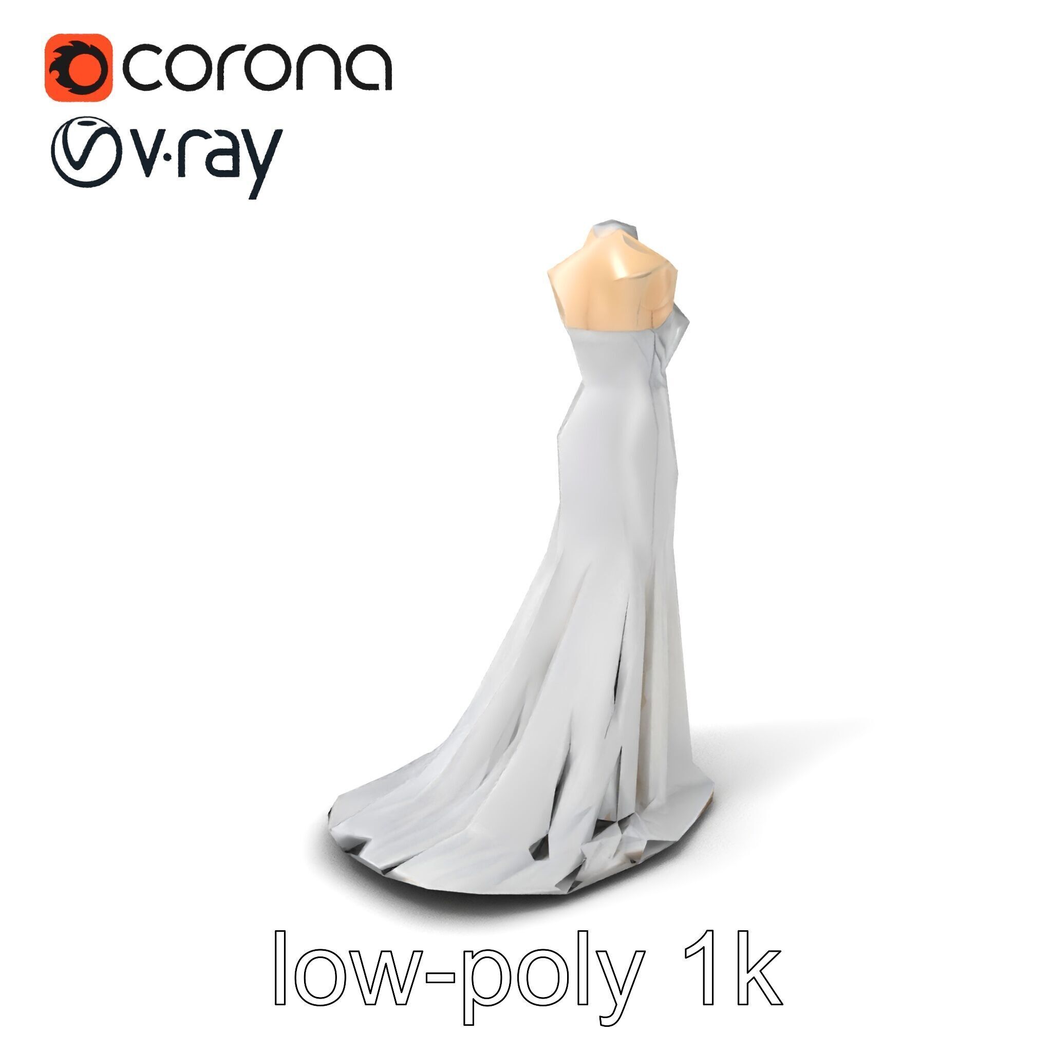Glamorous Evening Gown Mannequin Display model pack Low-poly 3D model_5