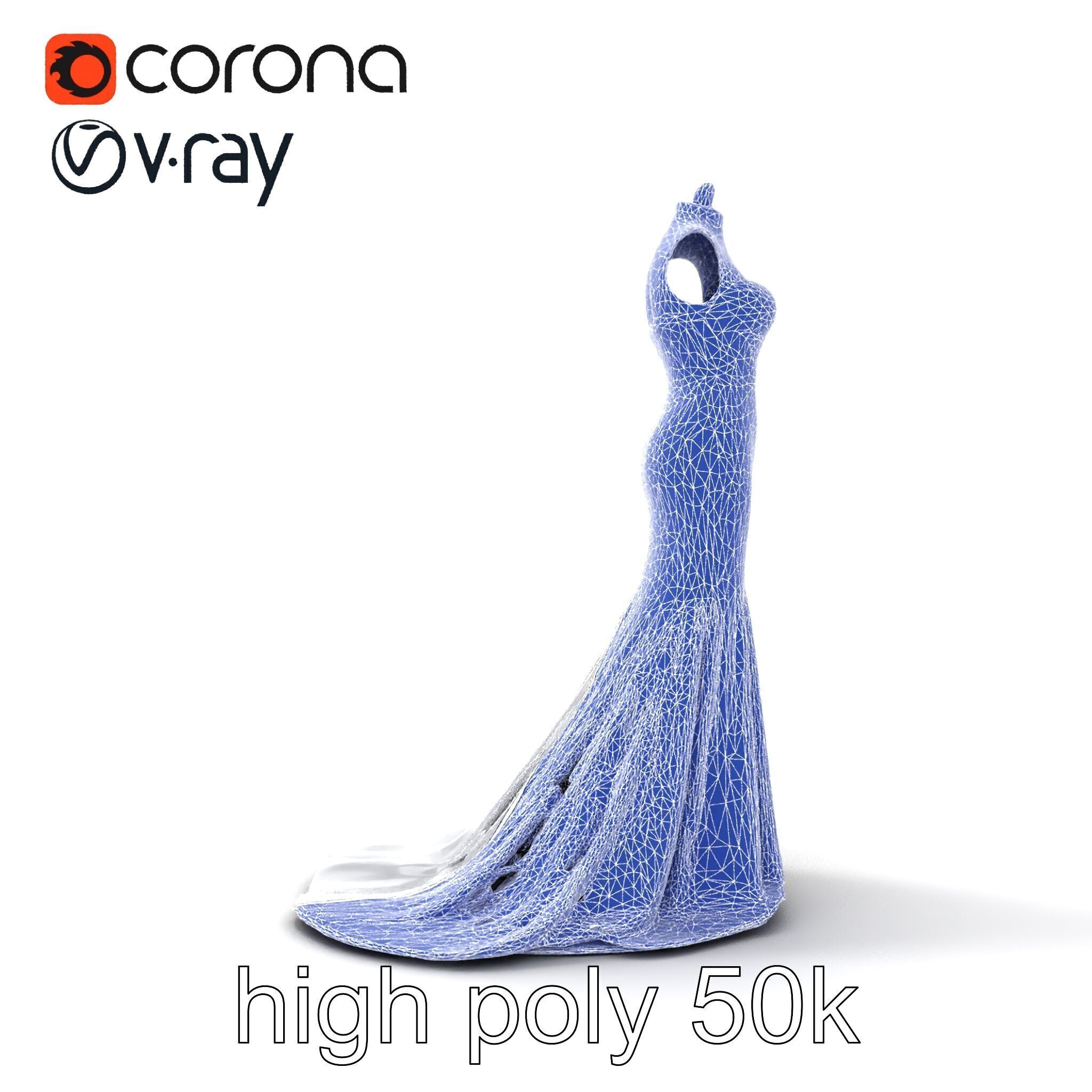 Glamorous Evening Gown Mannequin Display model pack Low-poly 3D model_30