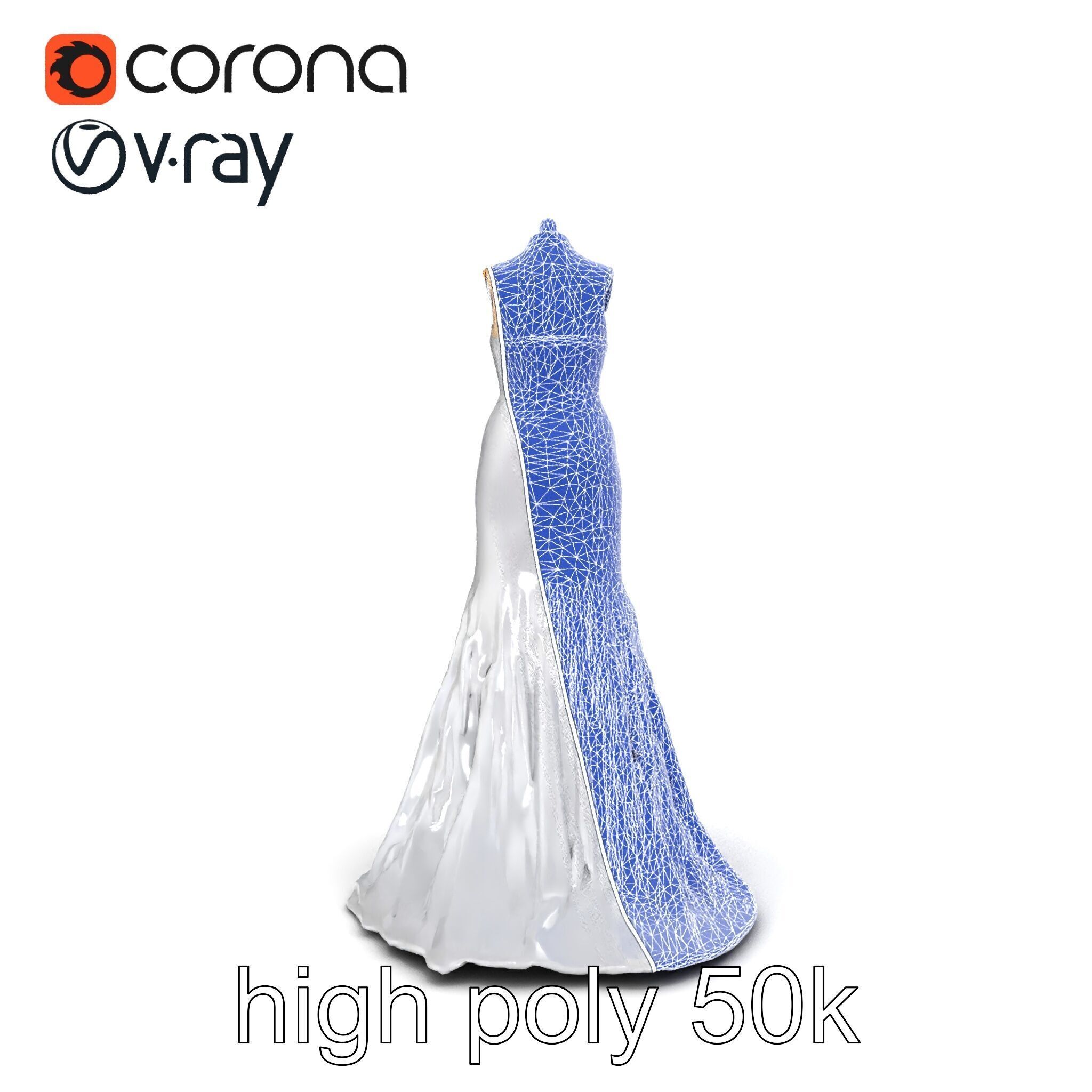 Glamorous Evening Gown Mannequin Display model pack Low-poly 3D model_16