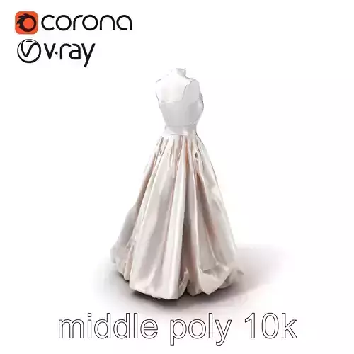 Elegant Evening Gown Metallic Silver Dress model pack