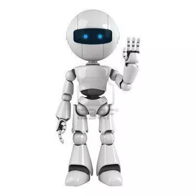 A friendly humanoid robot waving hand 3D model_0