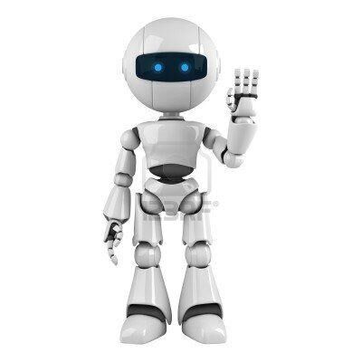 A friendly humanoid robot waving hand 3D model_1
