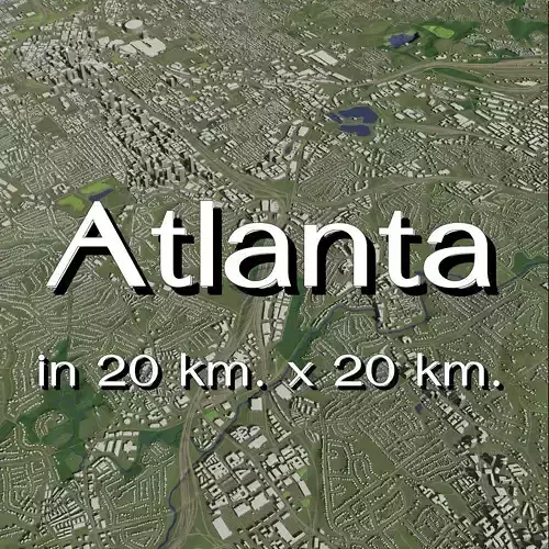 Atlanta USA in 20 km x 20 km - city and urban 3D model