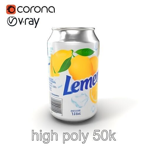 Lemonade Aluminum Can 3D model pack Low-poly 3D model 2