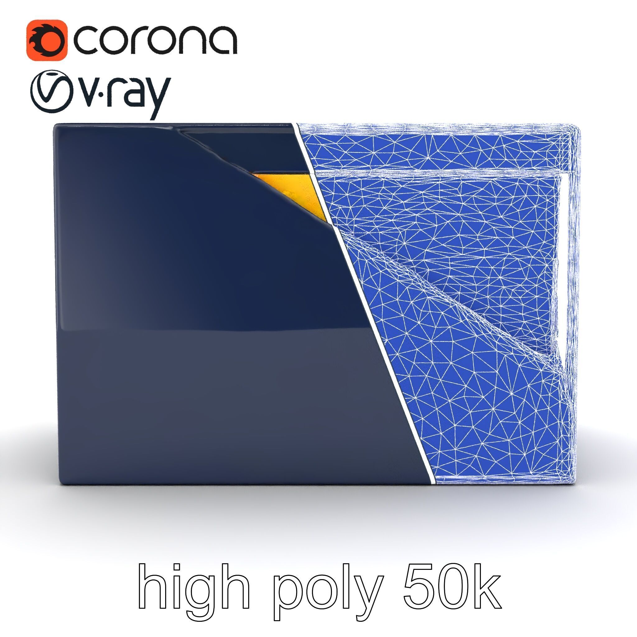 Versatile Navy Blue File Storage Box Model Pack Low-poly 3D model_28