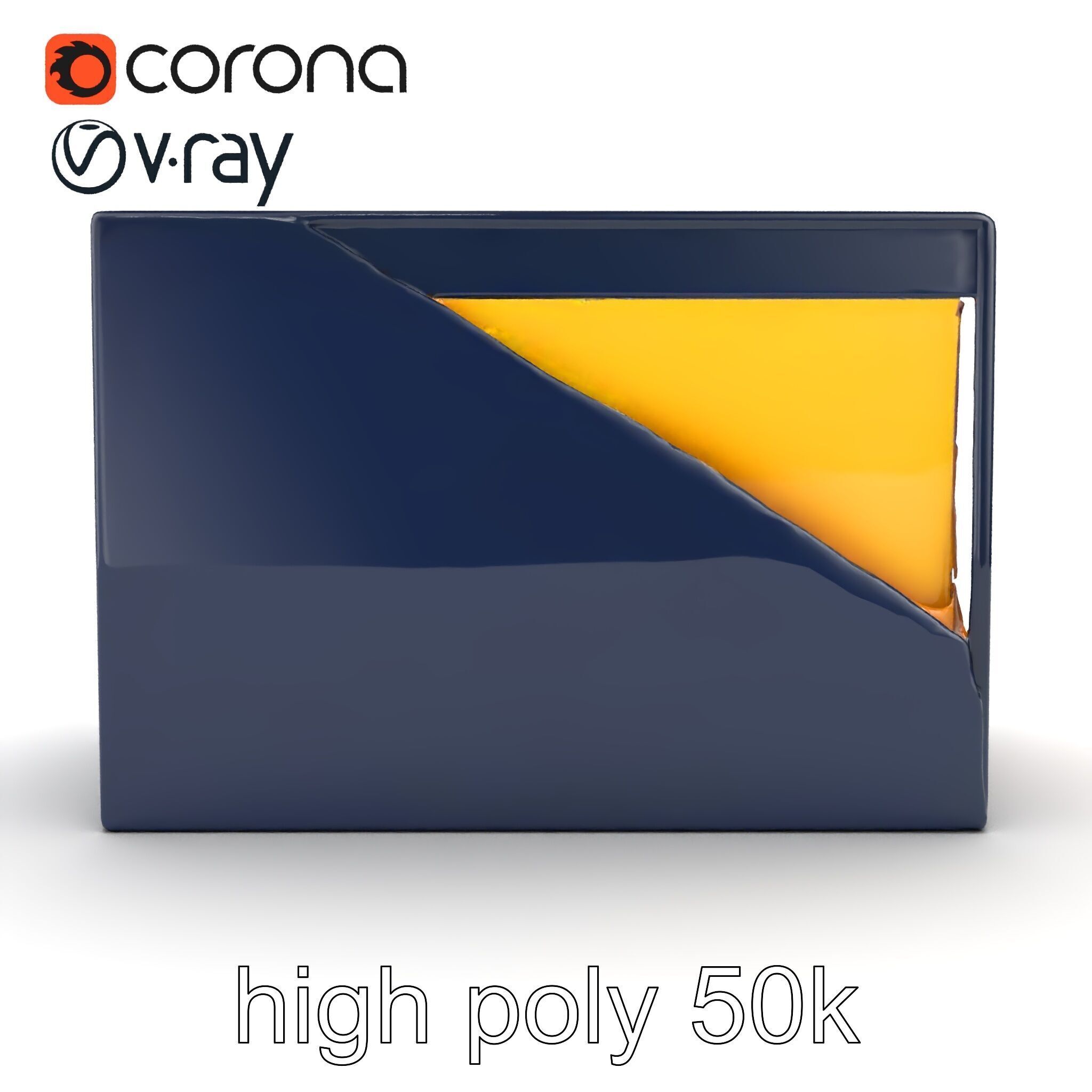 Versatile Navy Blue File Storage Box Model Pack Low-poly 3D model_24