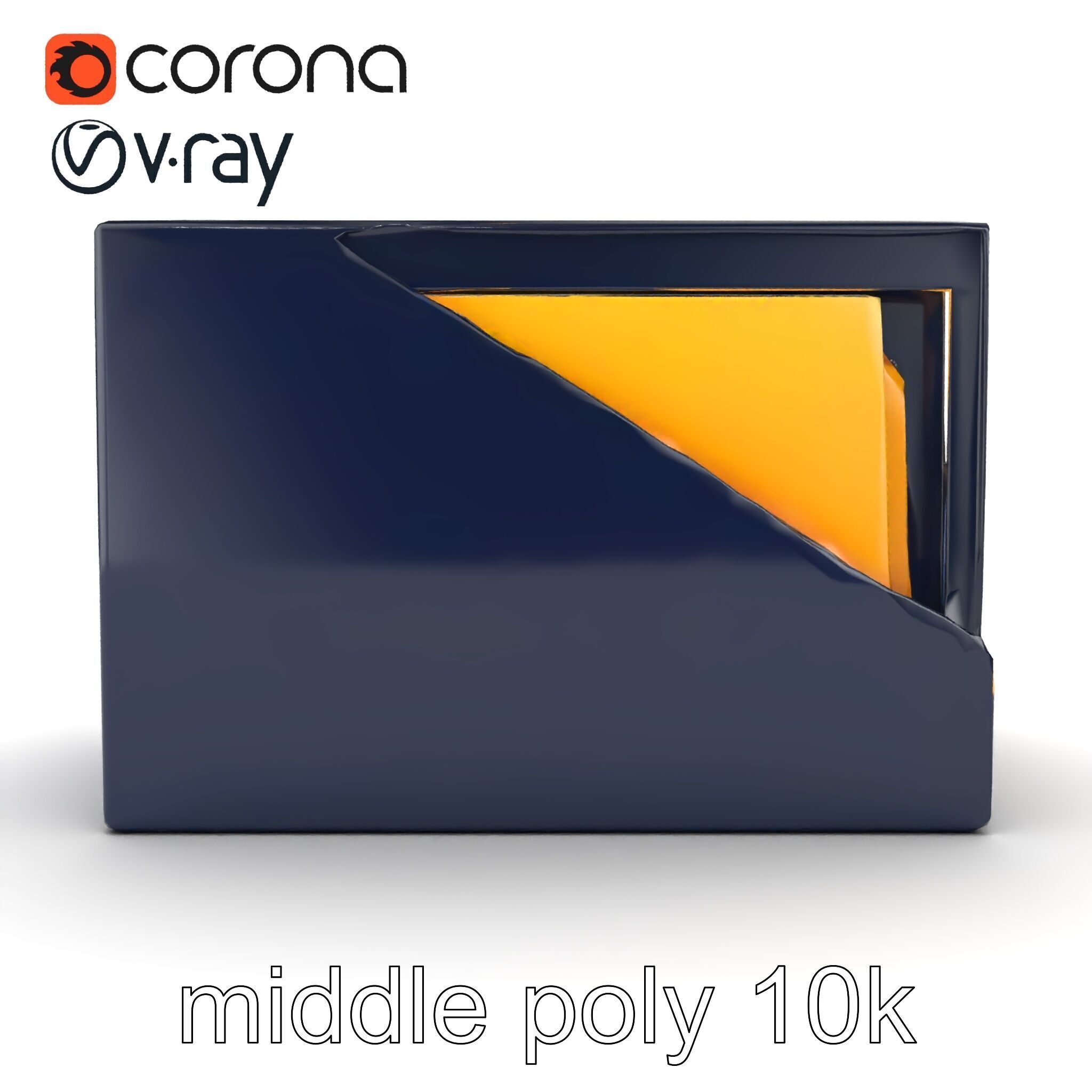 Versatile Navy Blue File Storage Box Model Pack Low-poly 3D model_25