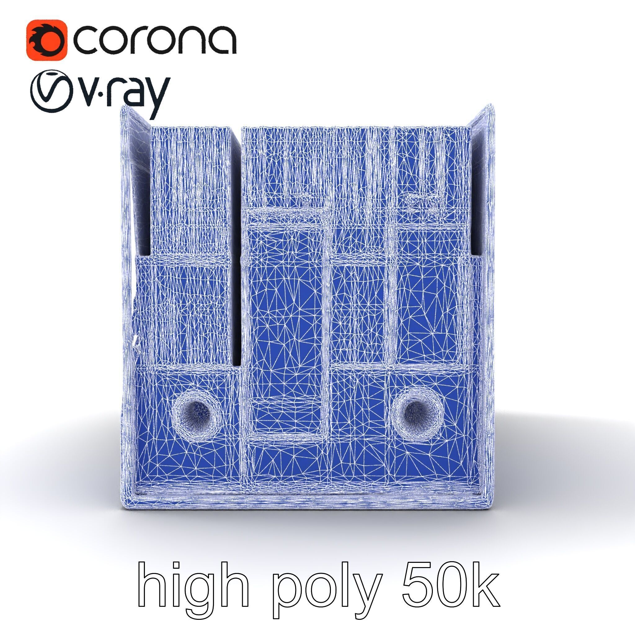 Versatile Navy Blue File Storage Box Model Pack Low-poly 3D model_32