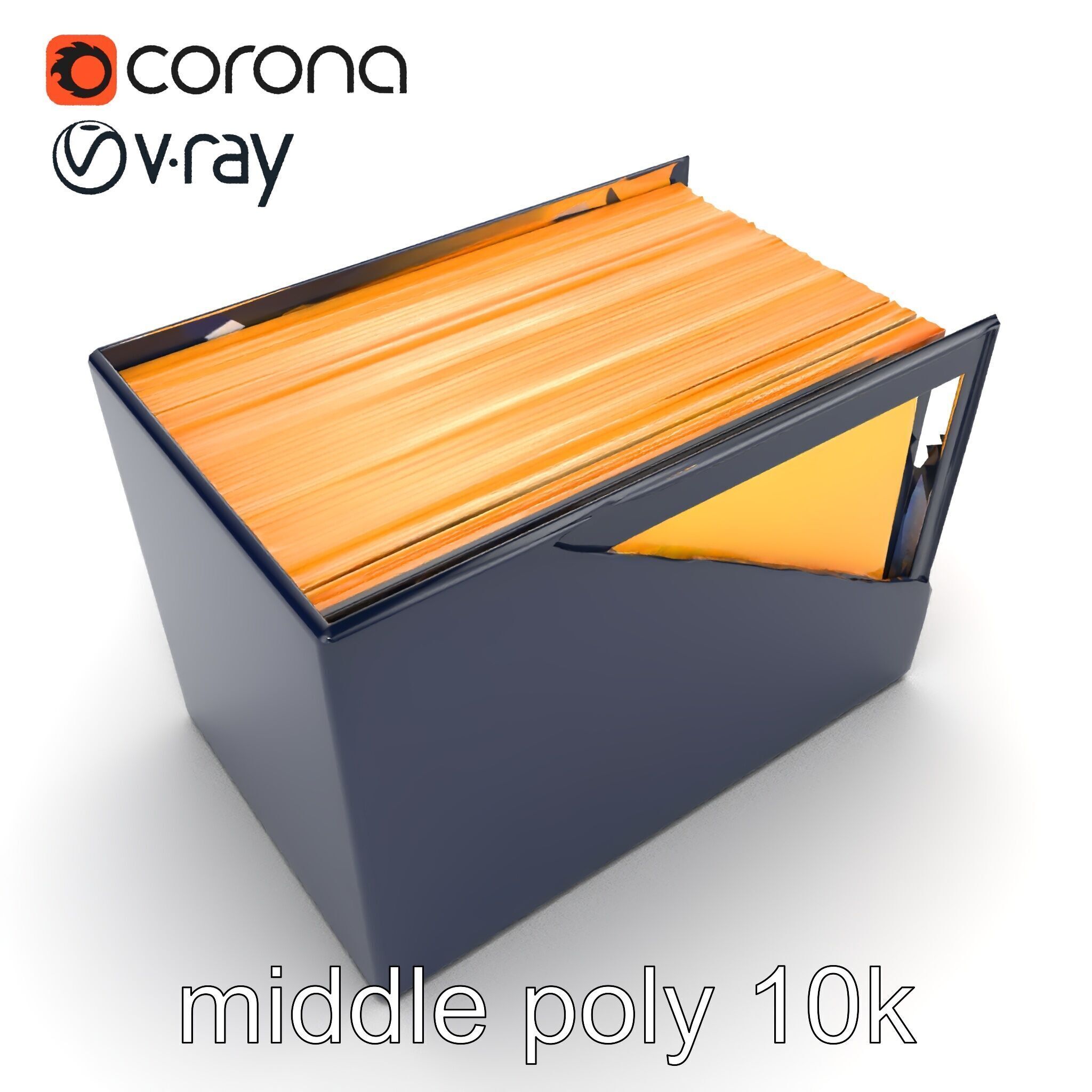 Versatile Navy Blue File Storage Box Model Pack Low-poly 3D model_21