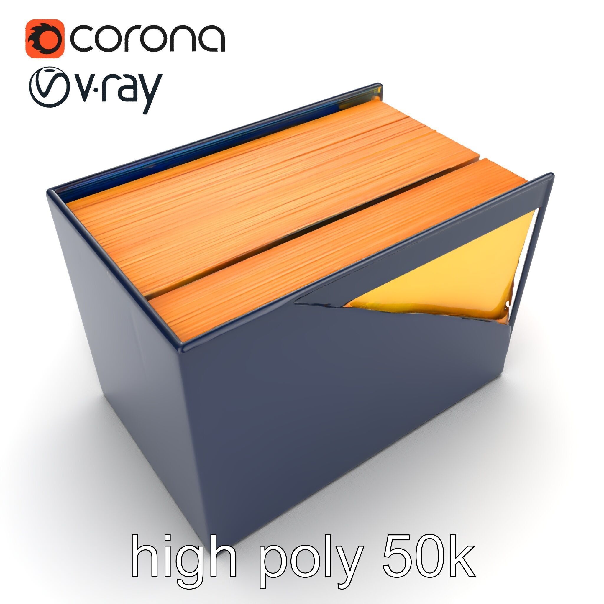 Versatile Navy Blue File Storage Box Model Pack Low-poly 3D model_14