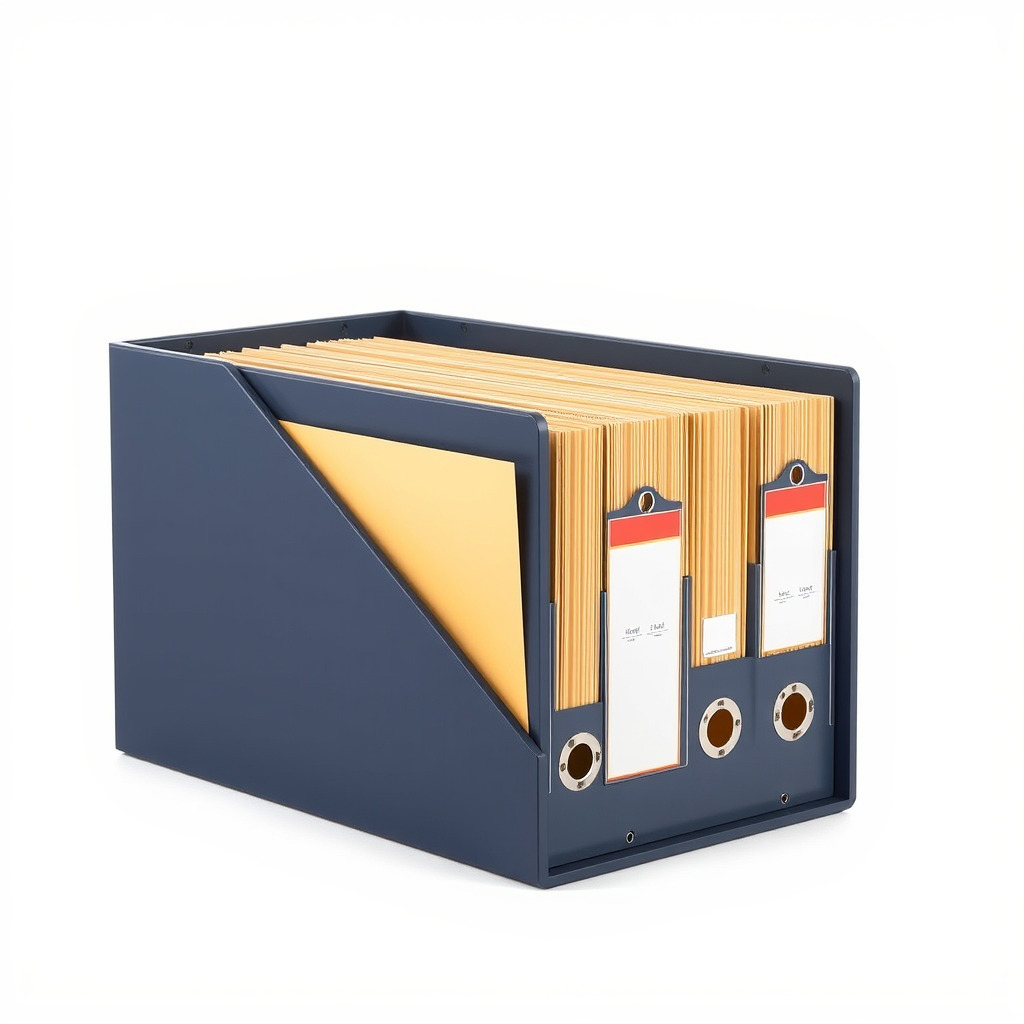 Versatile Navy Blue File Storage Box Model Pack Low-poly 3D model_4