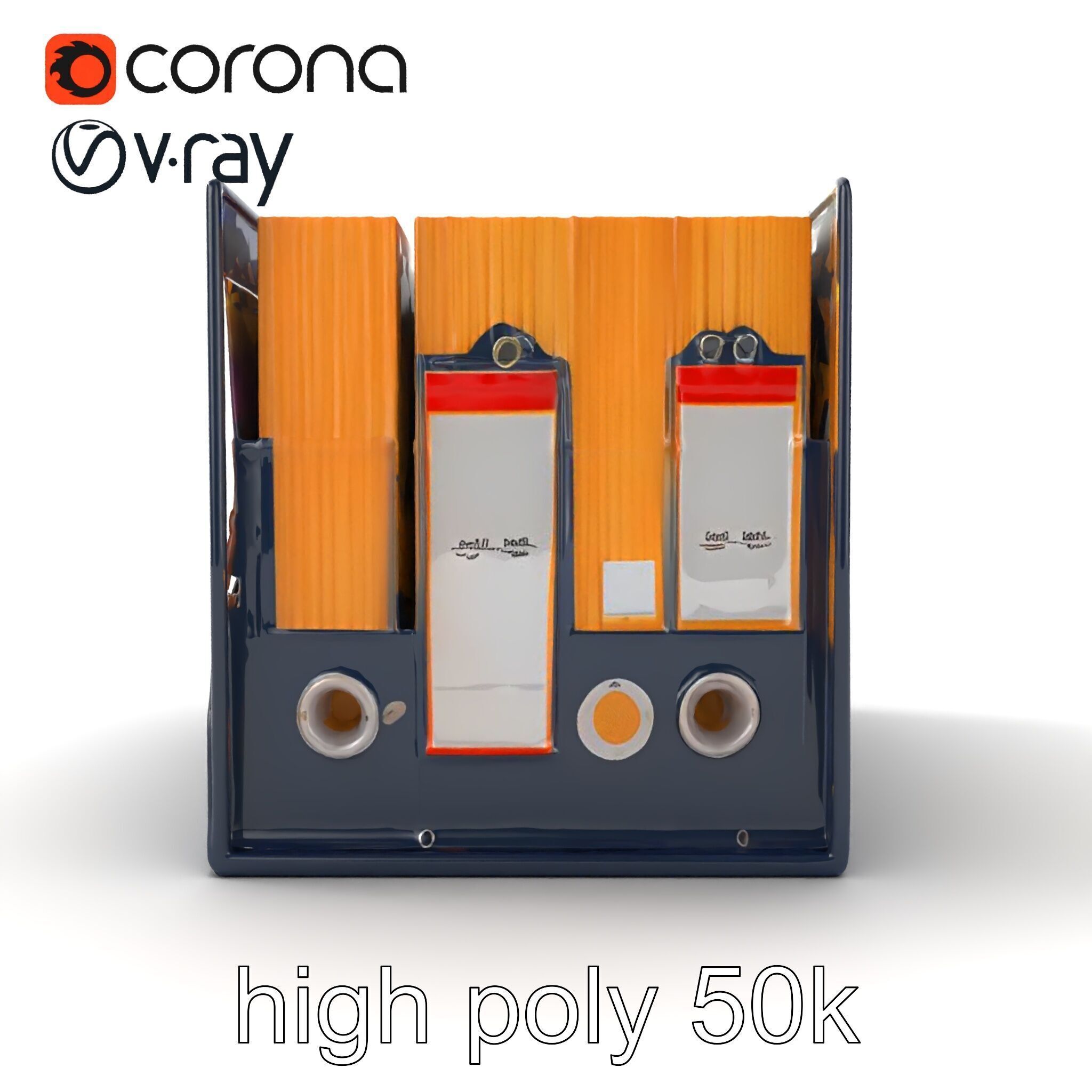 Versatile Navy Blue File Storage Box Model Pack Low-poly 3D model_18