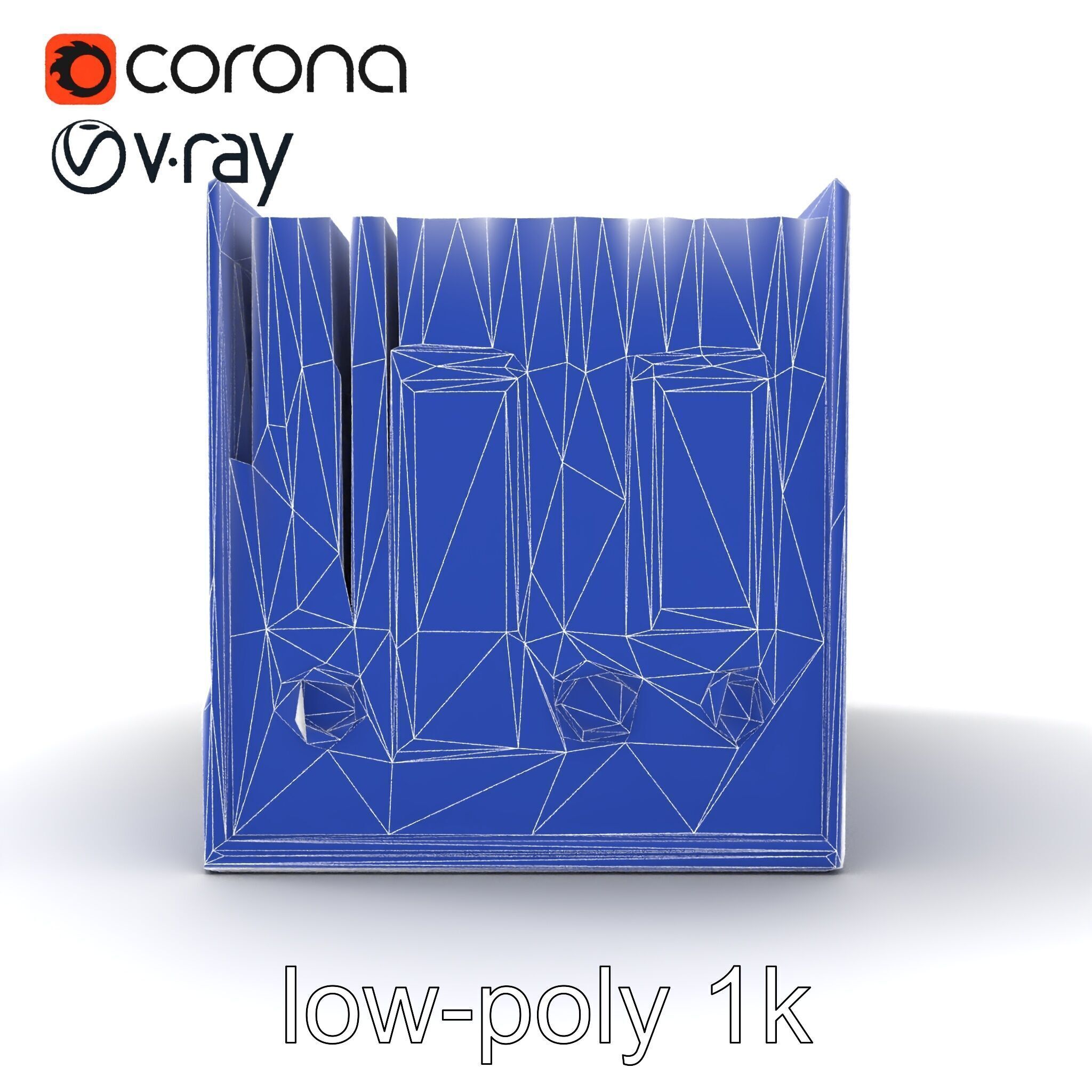 Versatile Navy Blue File Storage Box Model Pack Low-poly 3D model_17