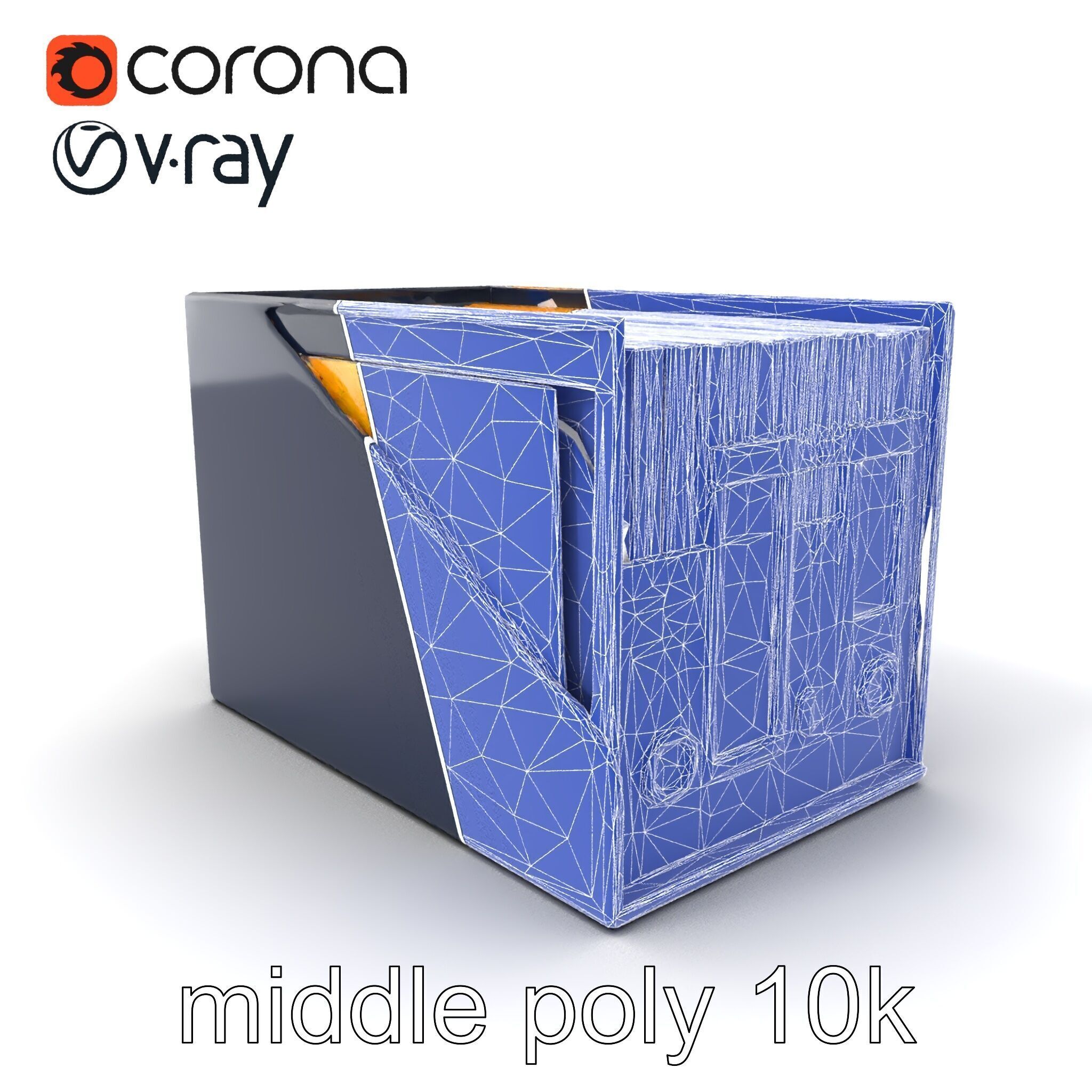 Versatile Navy Blue File Storage Box Model Pack Low-poly 3D model_6