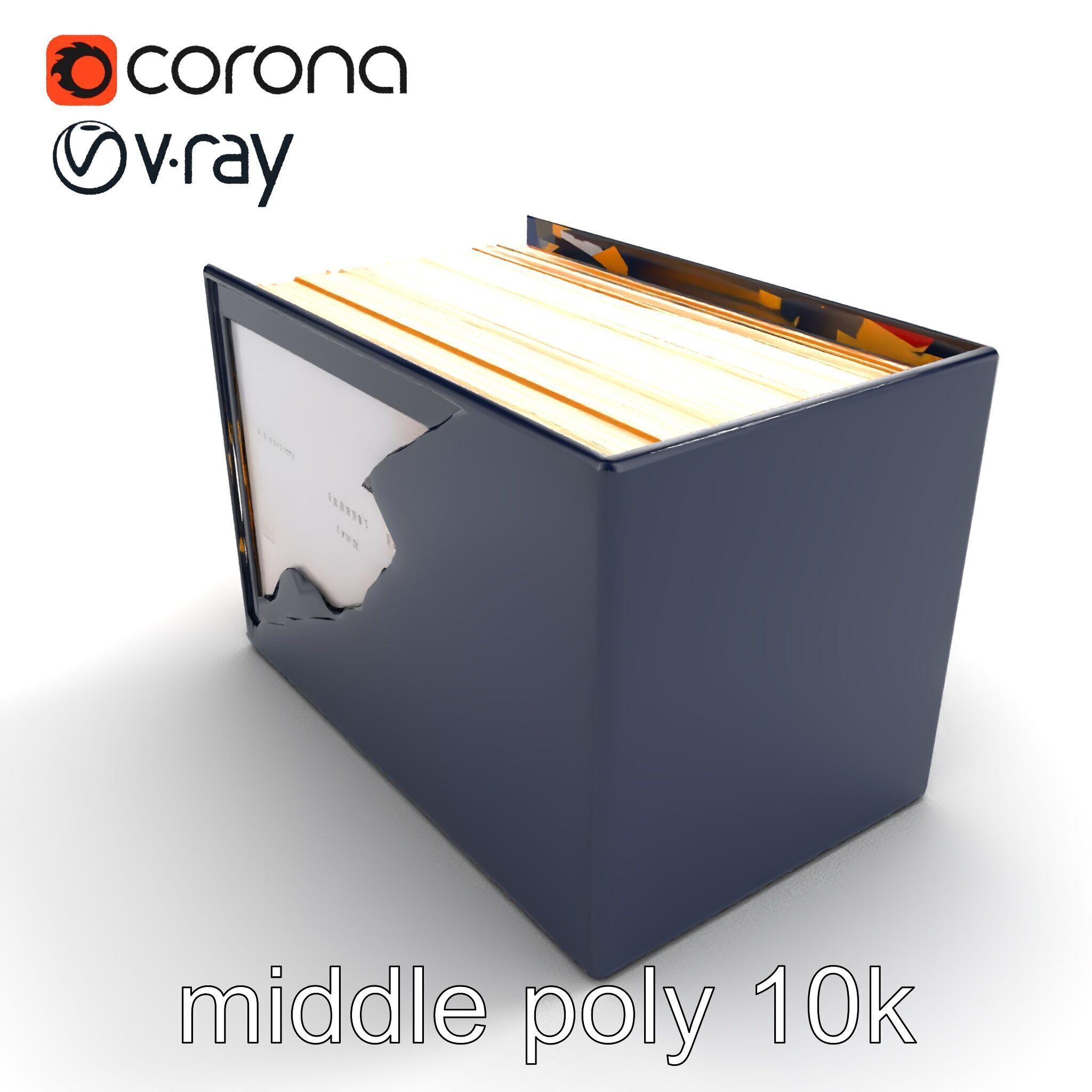 Versatile Navy Blue File Storage Box Model Pack Low-poly 3D model_8