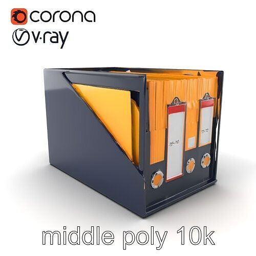 Versatile Navy Blue File Storage Box Model Pack Low-poly 3D model