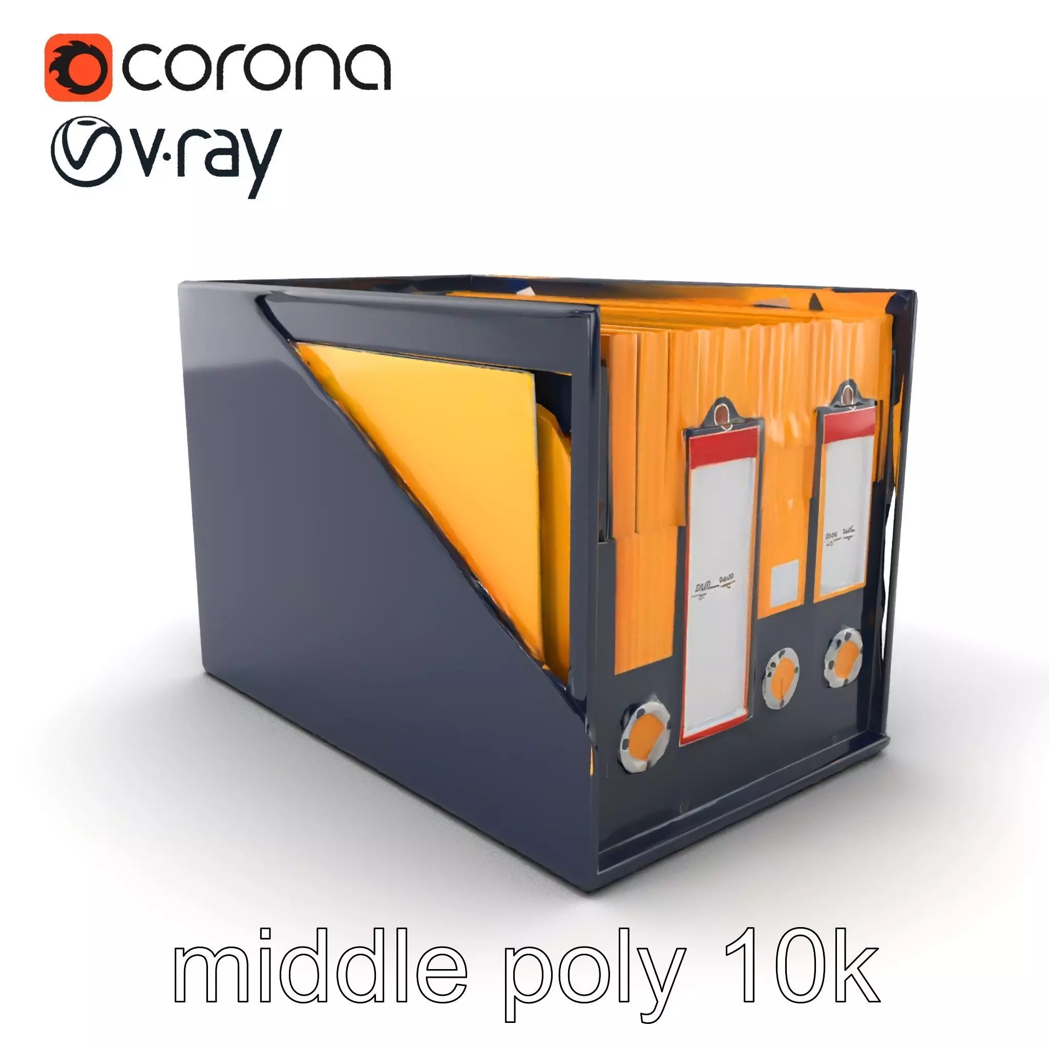 Versatile Navy Blue File Storage Box Model Pack Low-poly 3D model_0