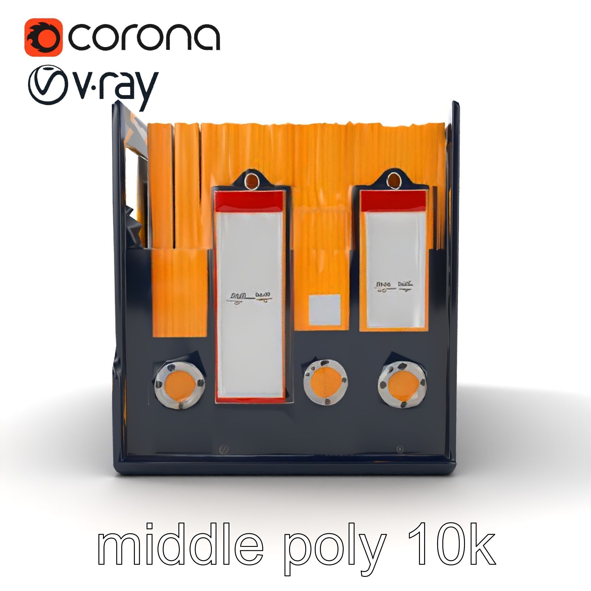 Versatile Navy Blue File Storage Box Model Pack Low-poly 3D model_13