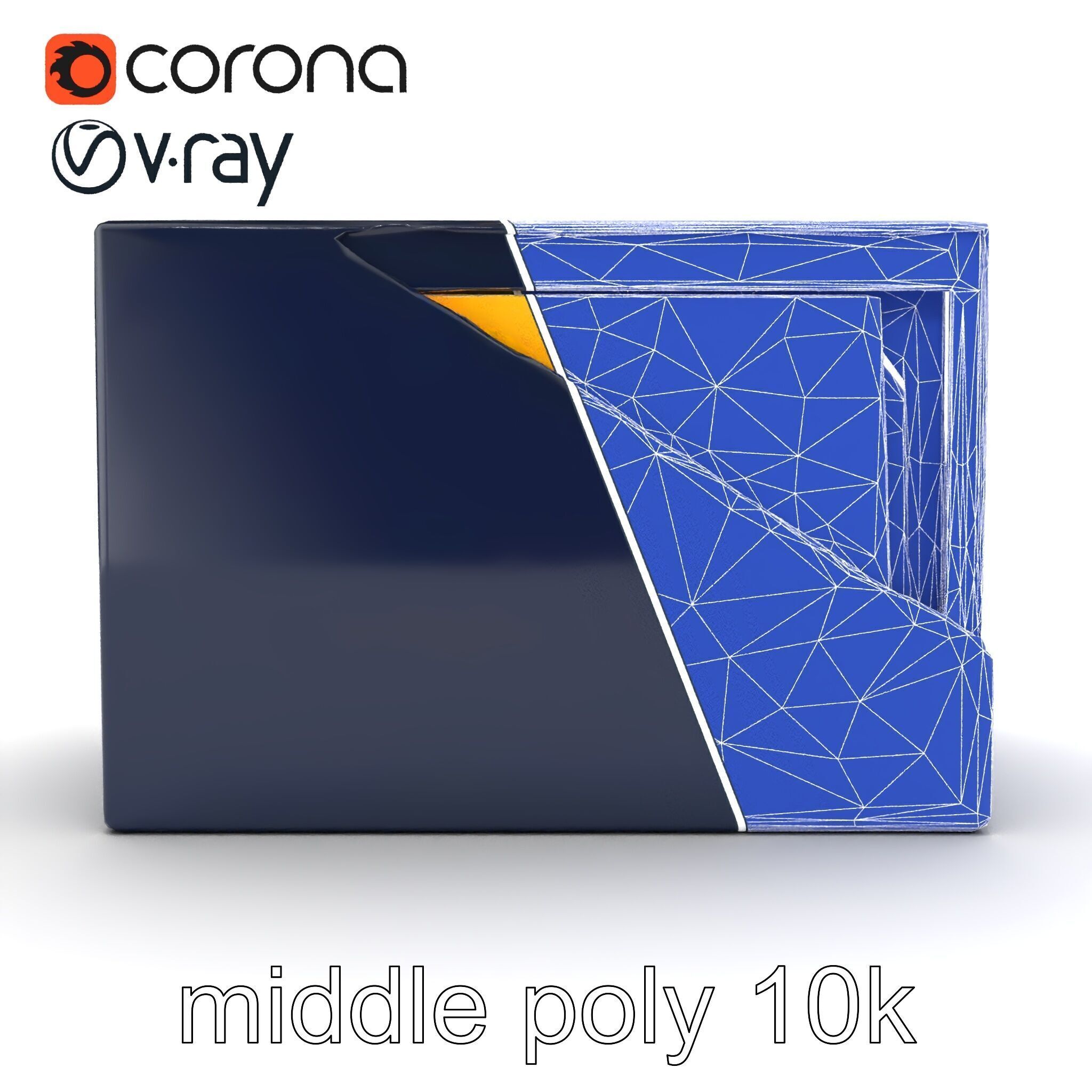 Versatile Navy Blue File Storage Box Model Pack Low-poly 3D model_26