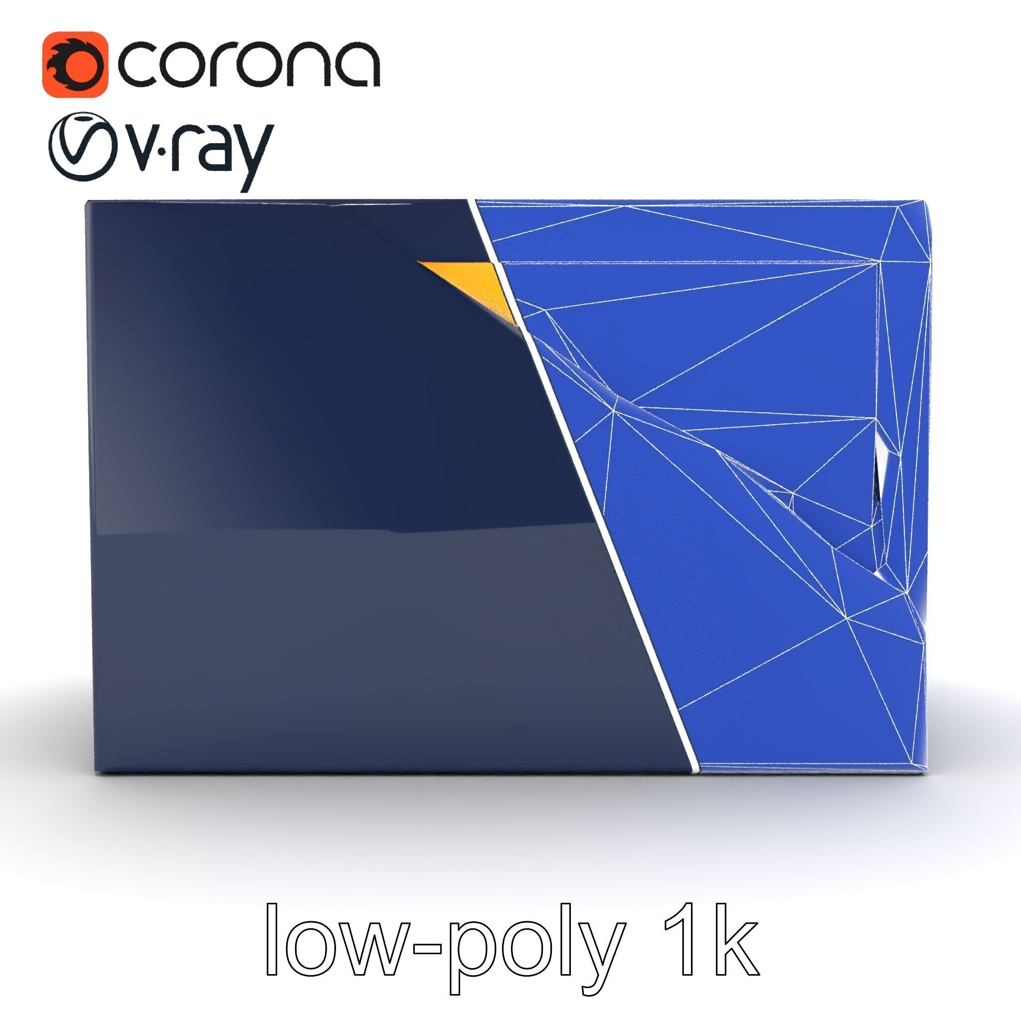 Versatile Navy Blue File Storage Box Model Pack Low-poly 3D model_29