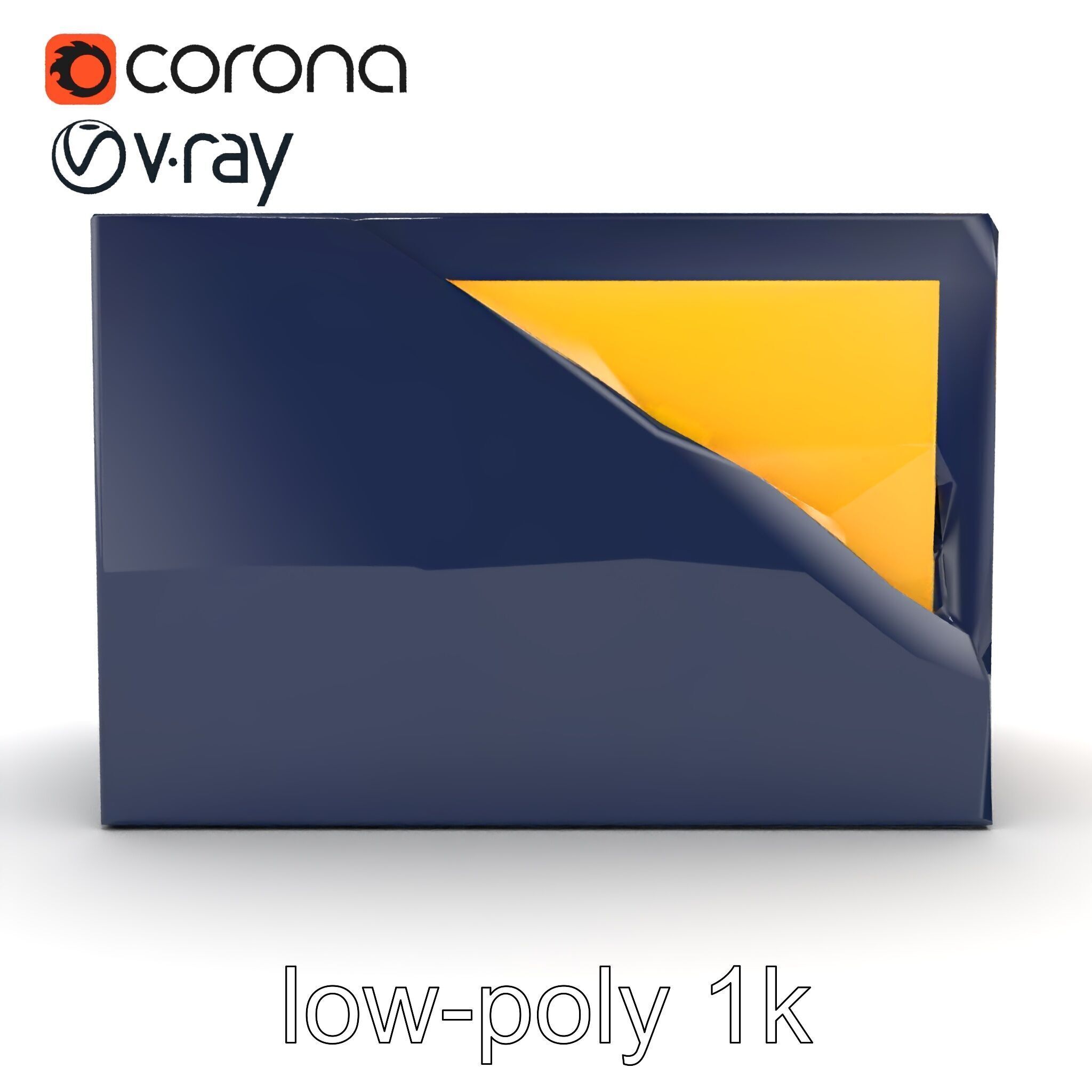 Versatile Navy Blue File Storage Box Model Pack Low-poly 3D model_27