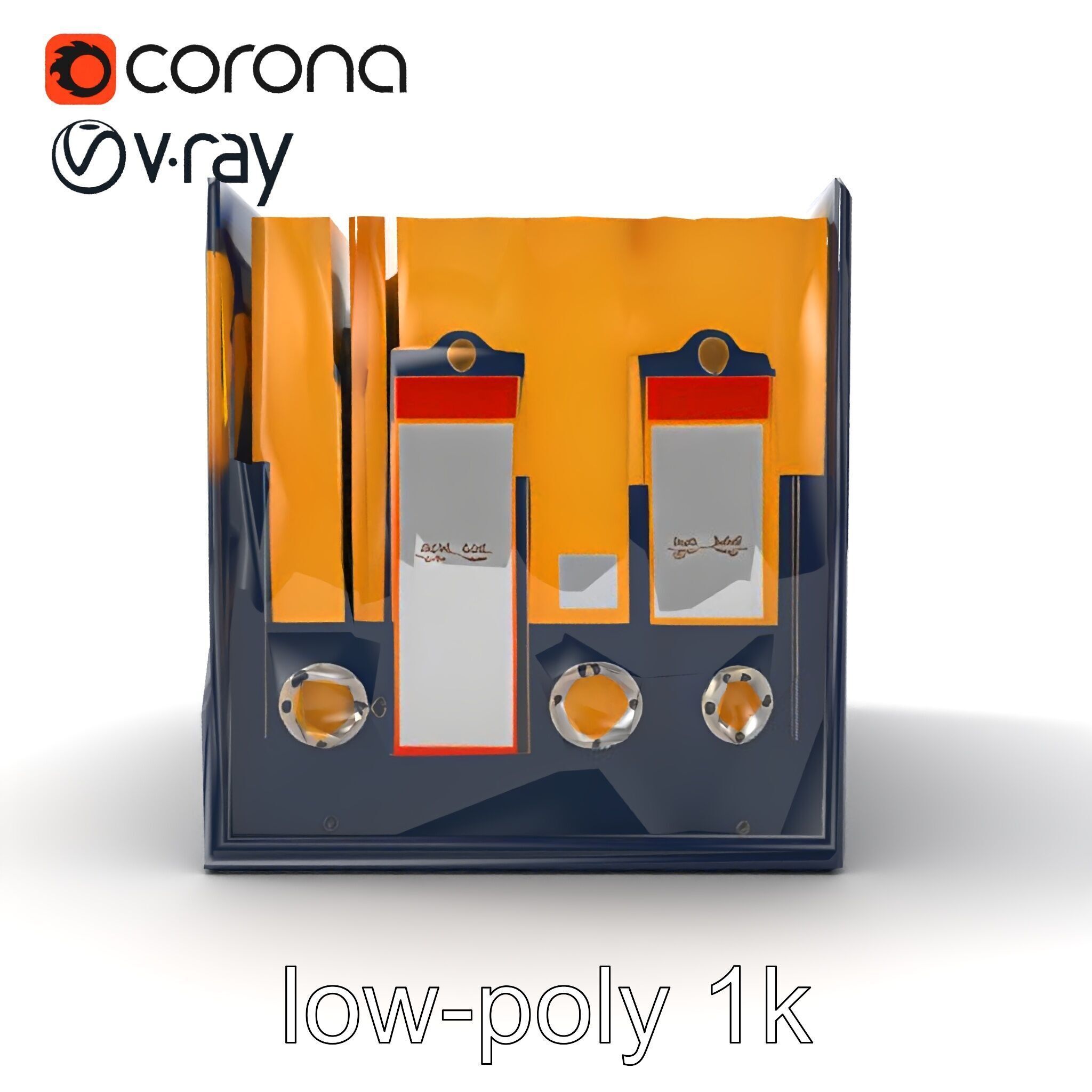 Versatile Navy Blue File Storage Box Model Pack Low-poly 3D model_22