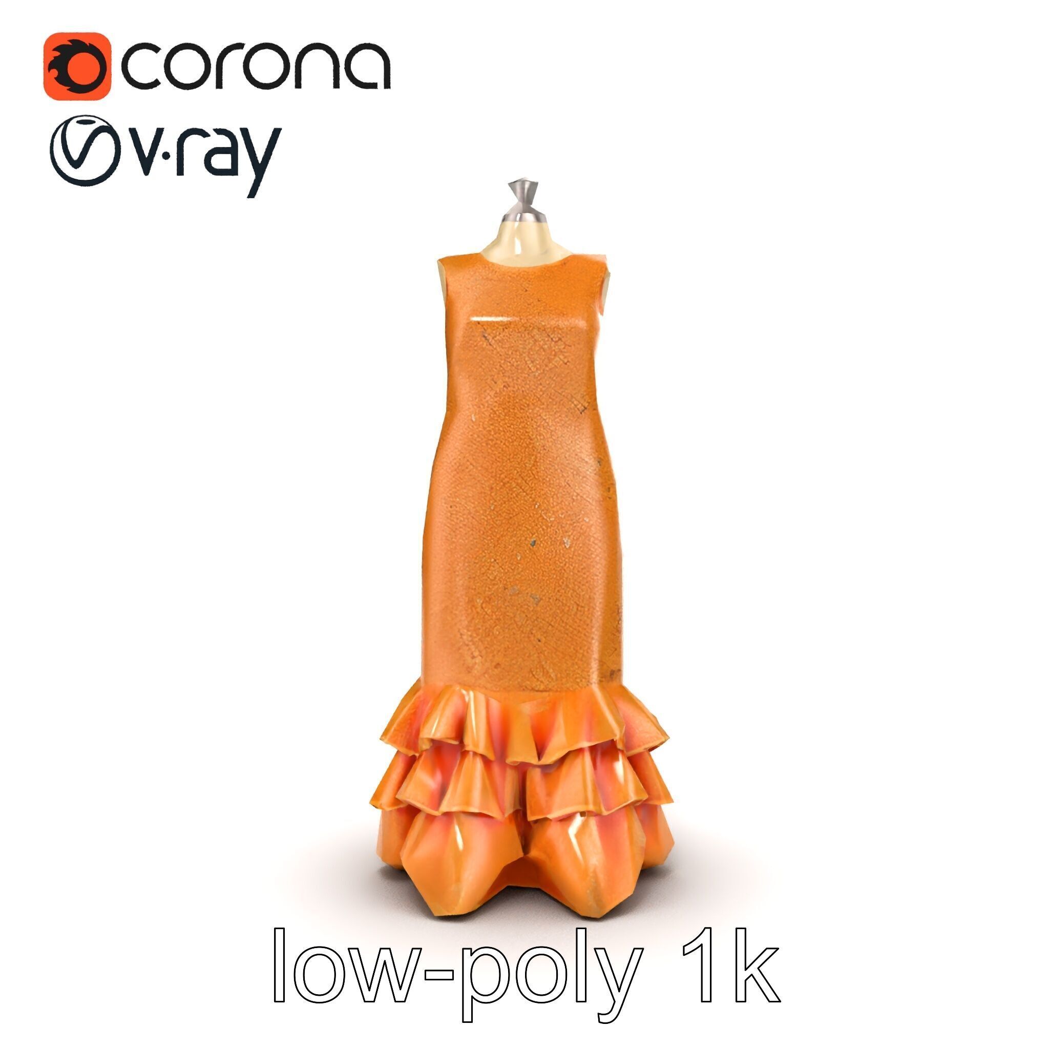 Sequined Gold Evening Gown Model Pack Low-poly 3D model_25