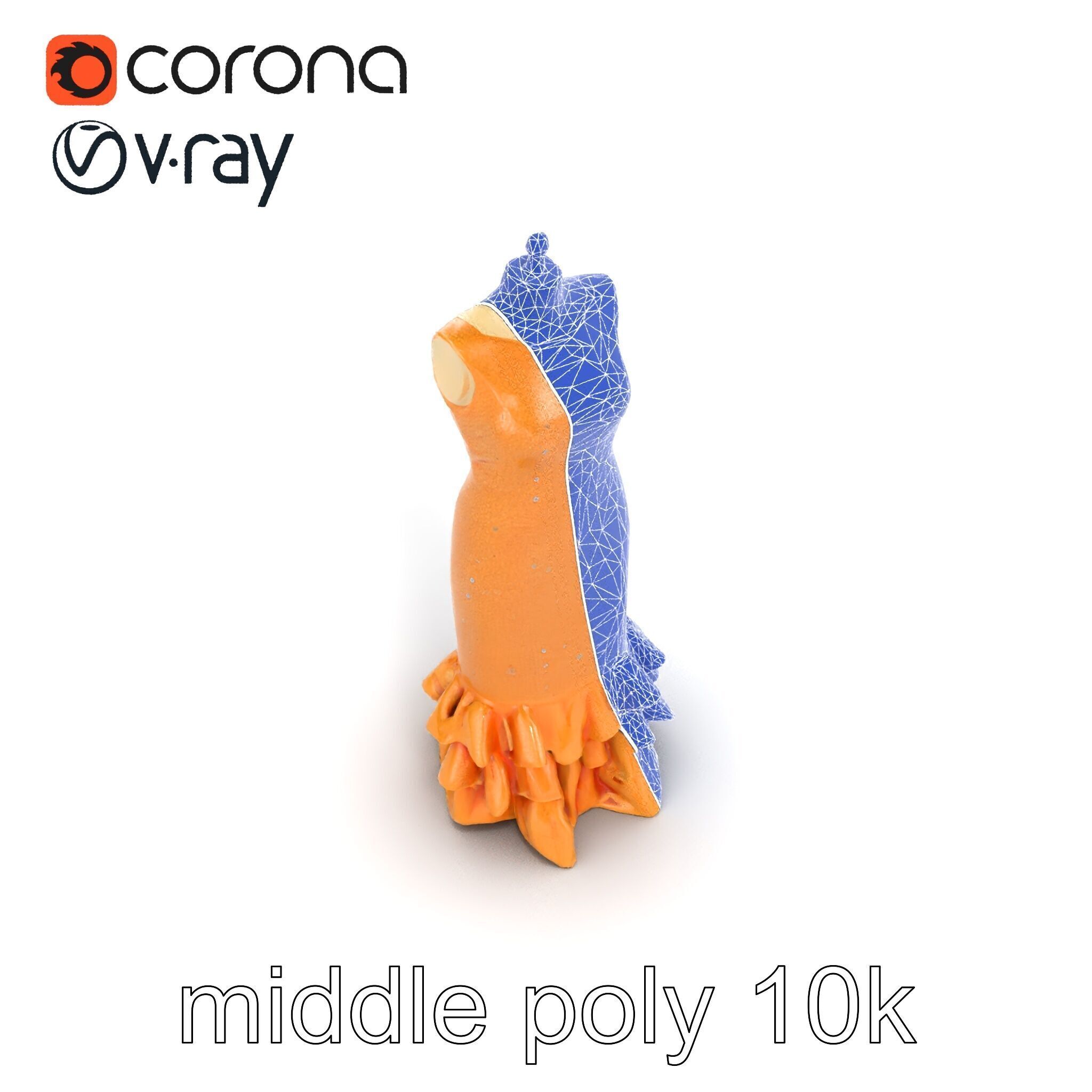 Sequined Gold Evening Gown Model Pack Low-poly 3D model_16