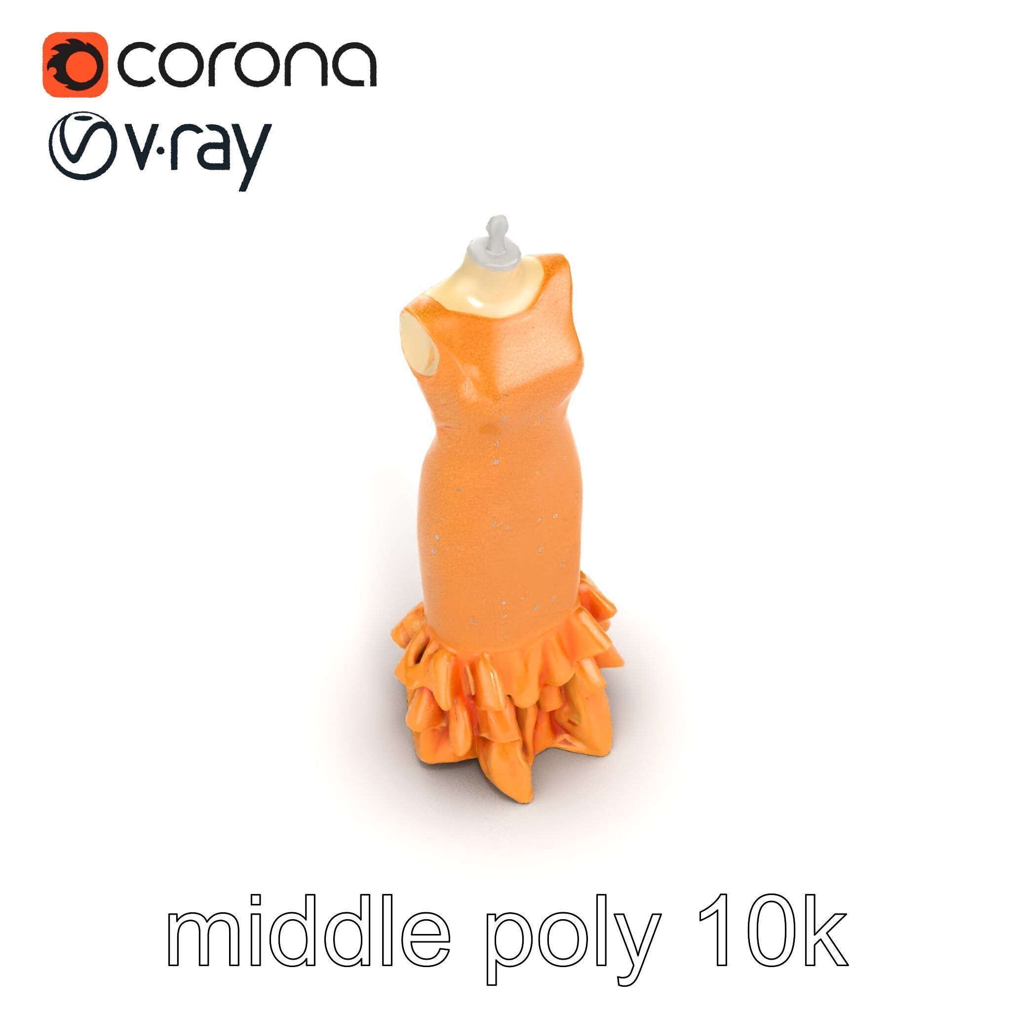 Sequined Gold Evening Gown Model Pack Low-poly 3D model_20