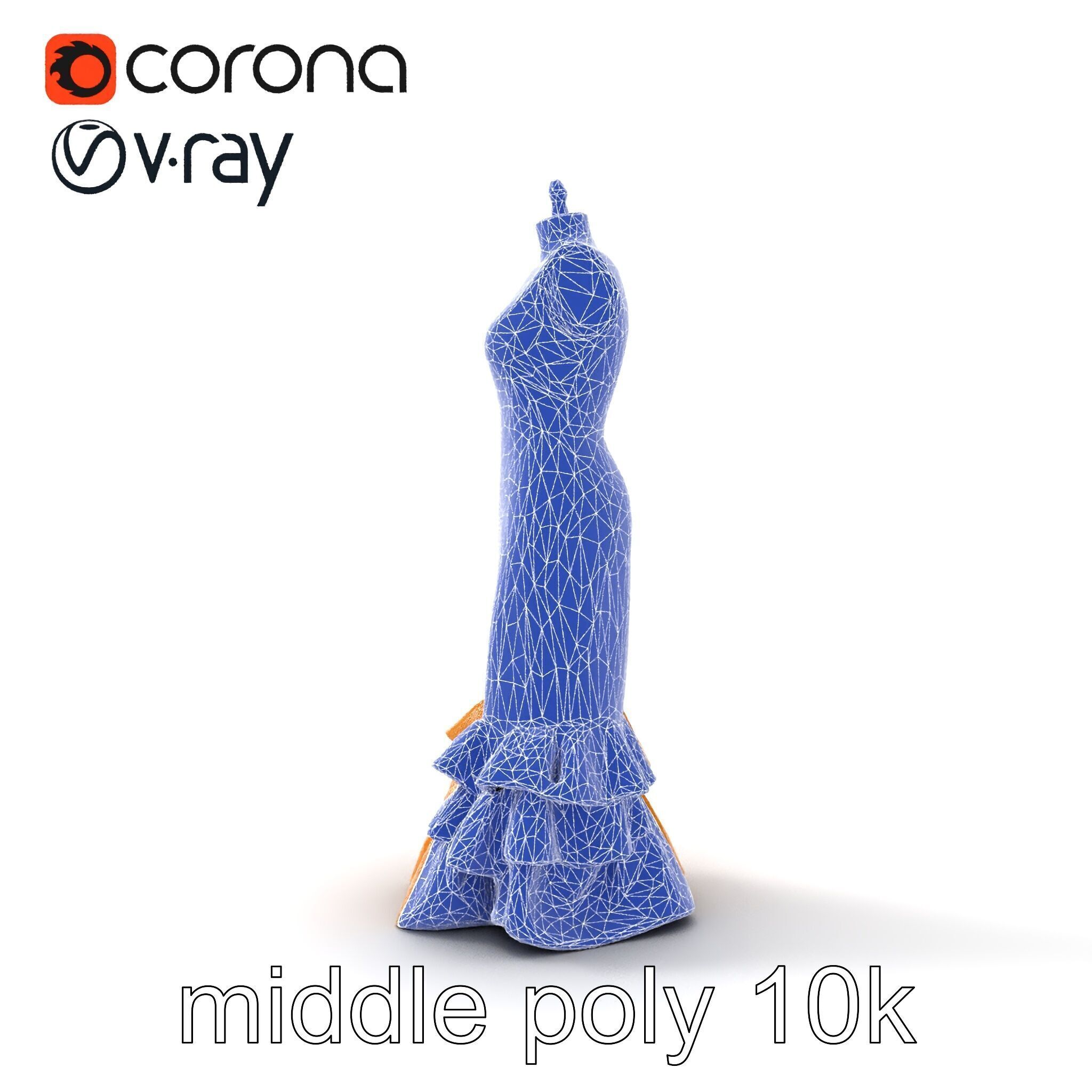 Sequined Gold Evening Gown Model Pack Low-poly 3D model_26