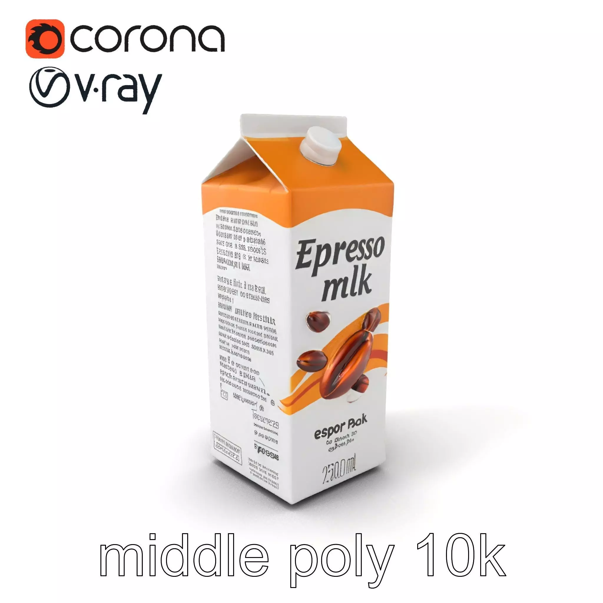 Espresso Milk Tetra Pack 3D model pack Low-poly 3D model